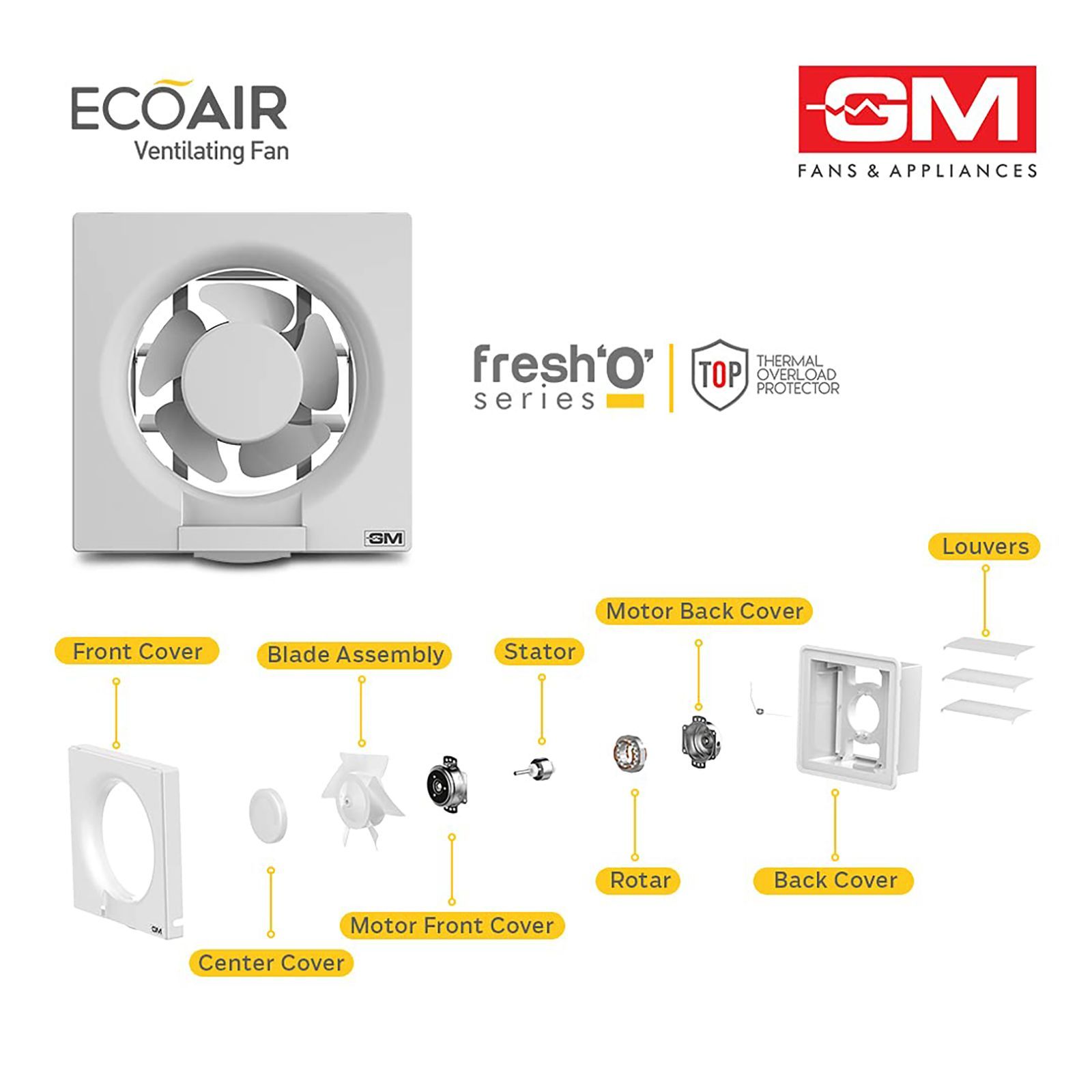 GM Eco Air 150mm Exhaust Fan (Inverter Technology, White)_11