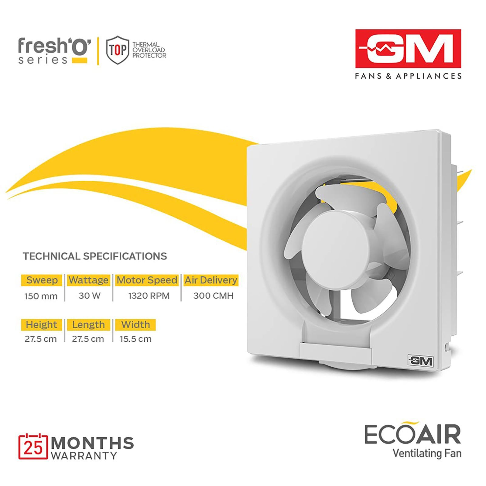 GM Eco Air 150mm Exhaust Fan (Inverter Technology, White)_7