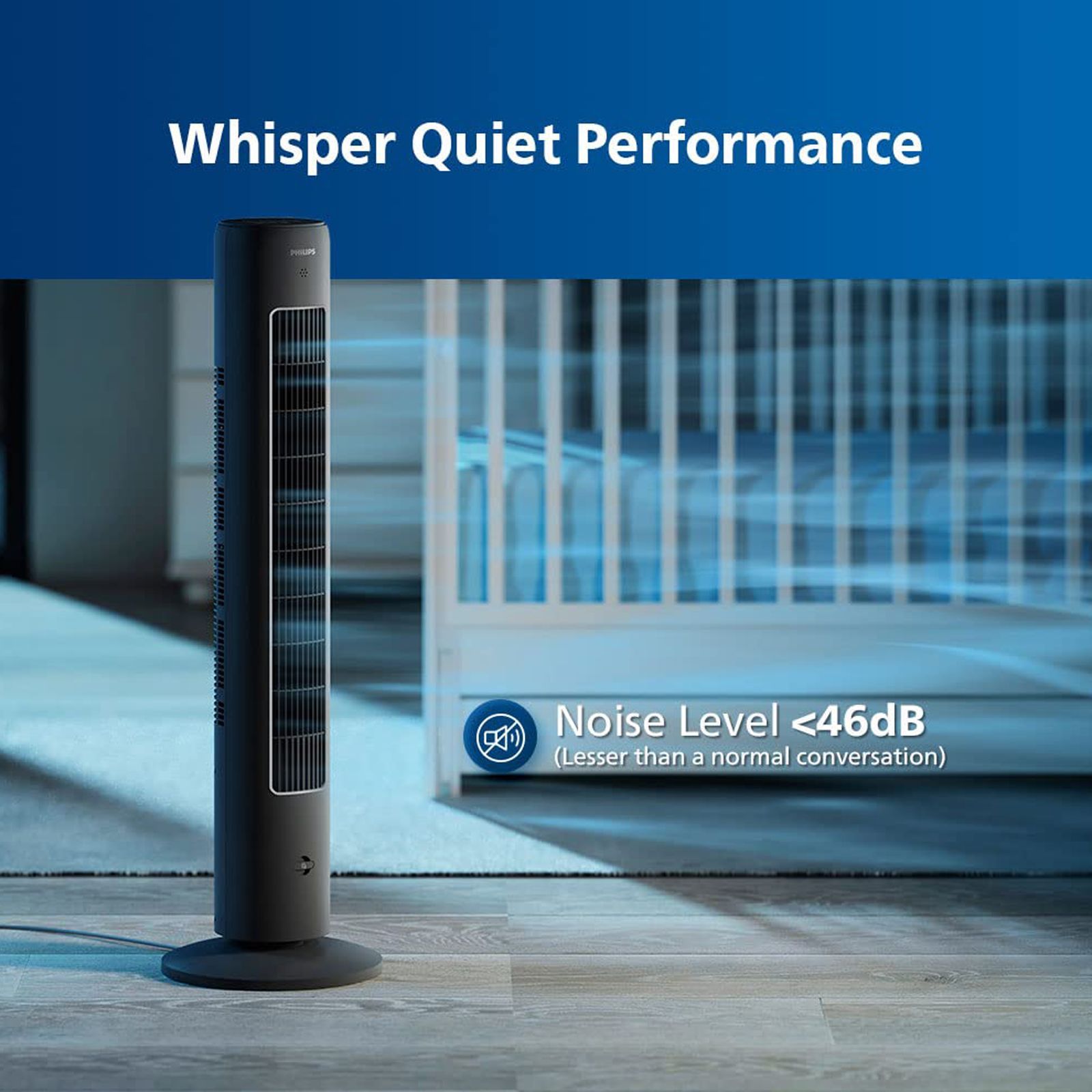 PHILIPS 5000 Series Bladeless 2230 m3/hr Air Delivery Tower Fan with Remote (Quiet Sleep mode, Black)_9