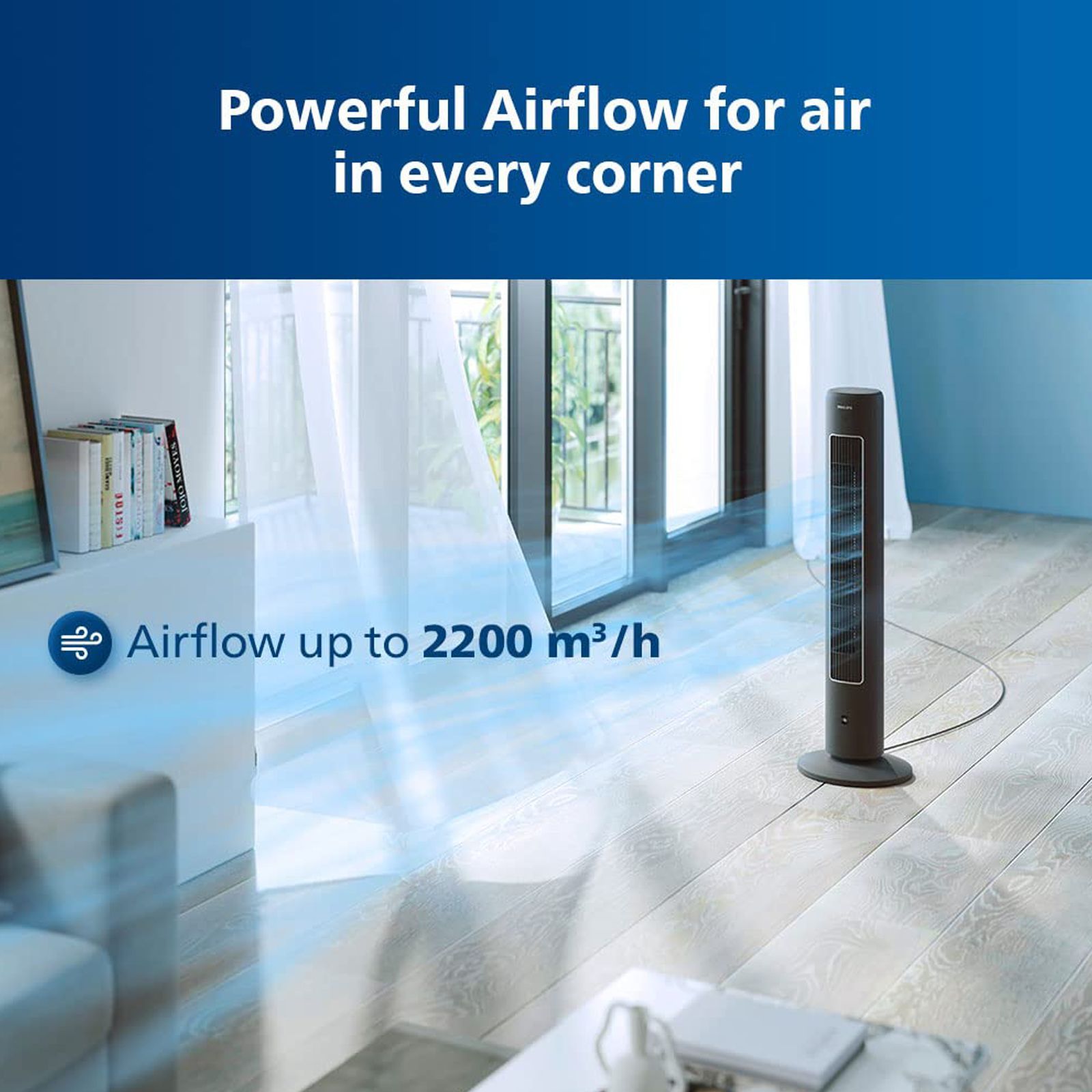 PHILIPS 5000 Series Bladeless 2230 m3/hr Air Delivery Tower Fan with Remote (Quiet Sleep mode, Black)_15