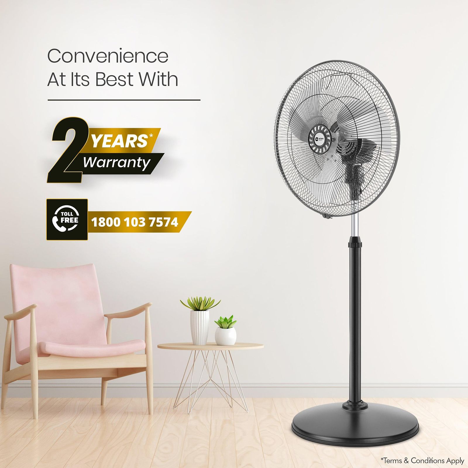 Orient Tornado II 450mm 3 Blade High Speed Pedestal Fan (Inverter Technology, Black)_6
