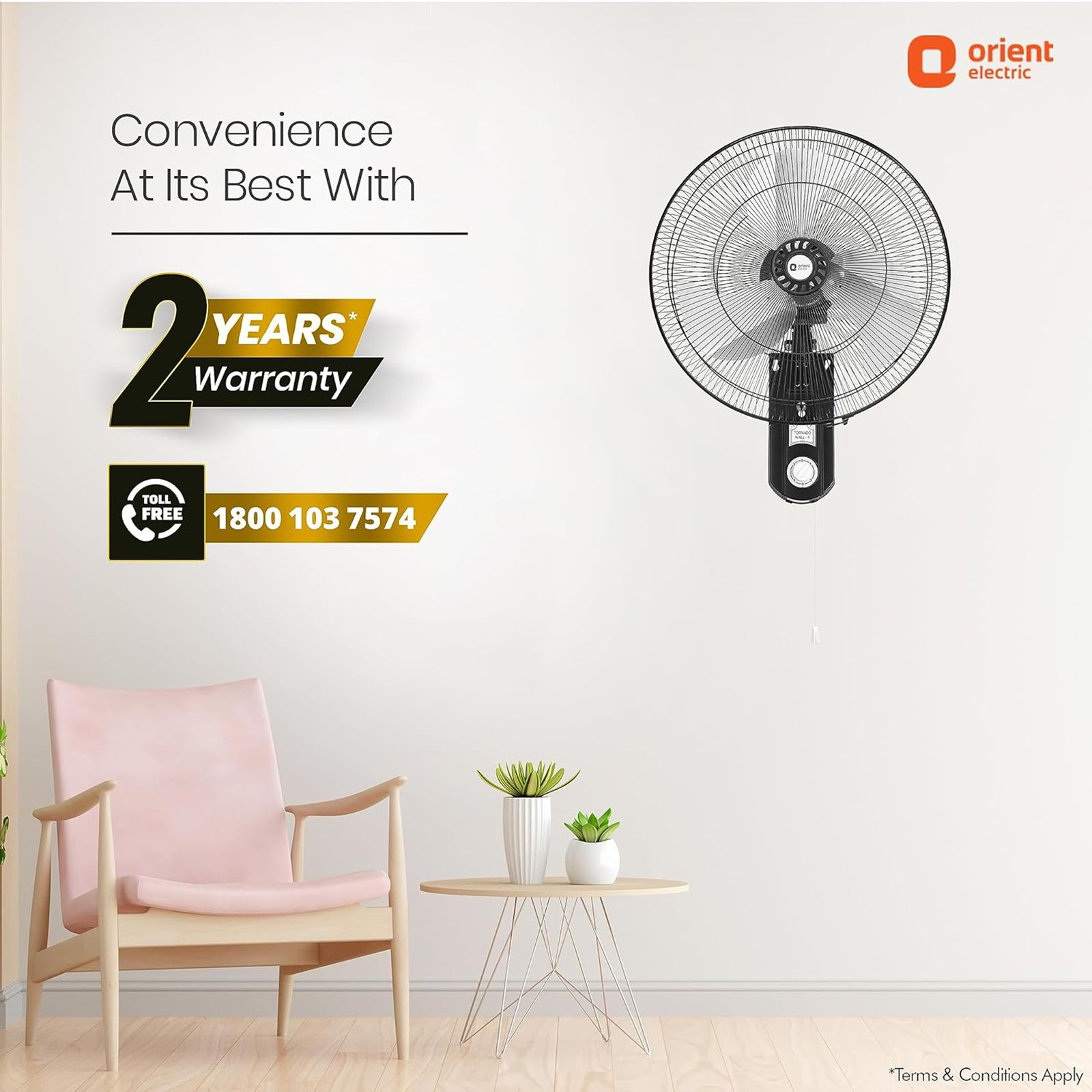 Orient Tornado II 450mm 3 Blade High Speed Wall Mounted Fan (Inverter Technology, Black)_7