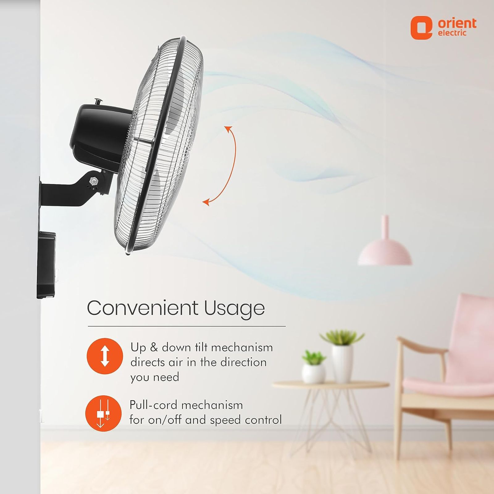 Orient Tornado II 450mm 3 Blade High Speed Wall Mounted Fan (Inverter Technology, Black)_9