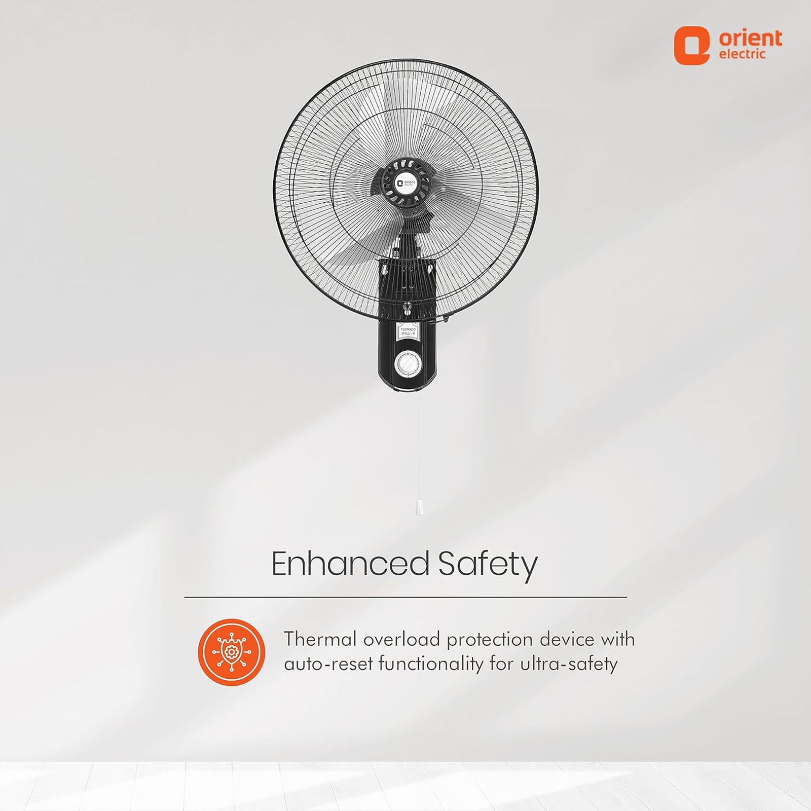 Orient Tornado II 450mm 3 Blade High Speed Wall Mounted Fan (Inverter Technology, Black)_6