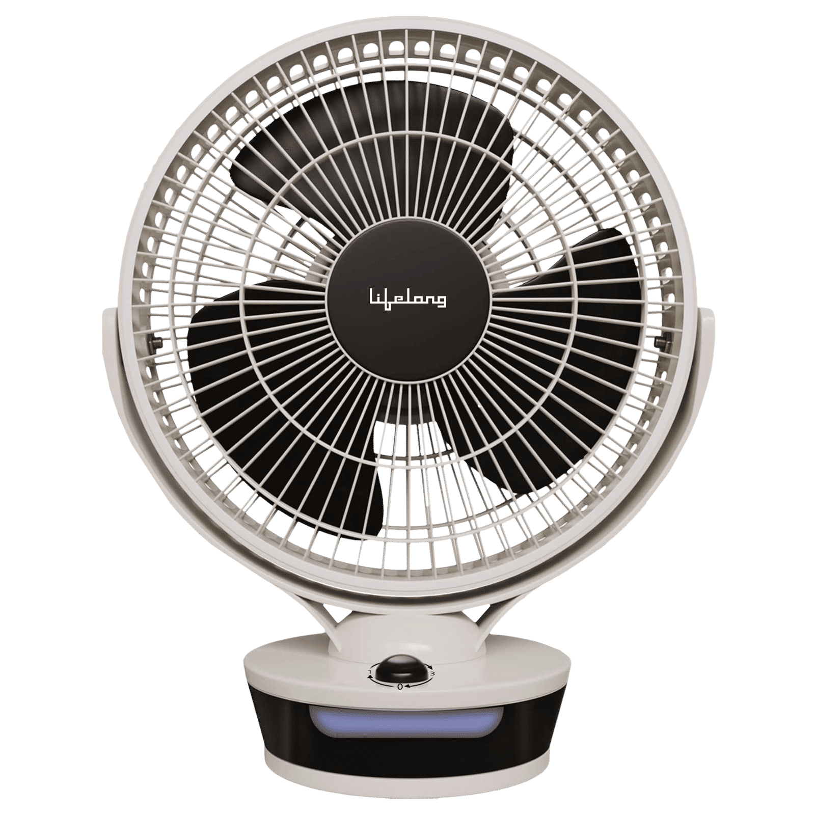 Lifelong 300mm 3 Blade LED Indicator Table Fan (High Speed, White)_1