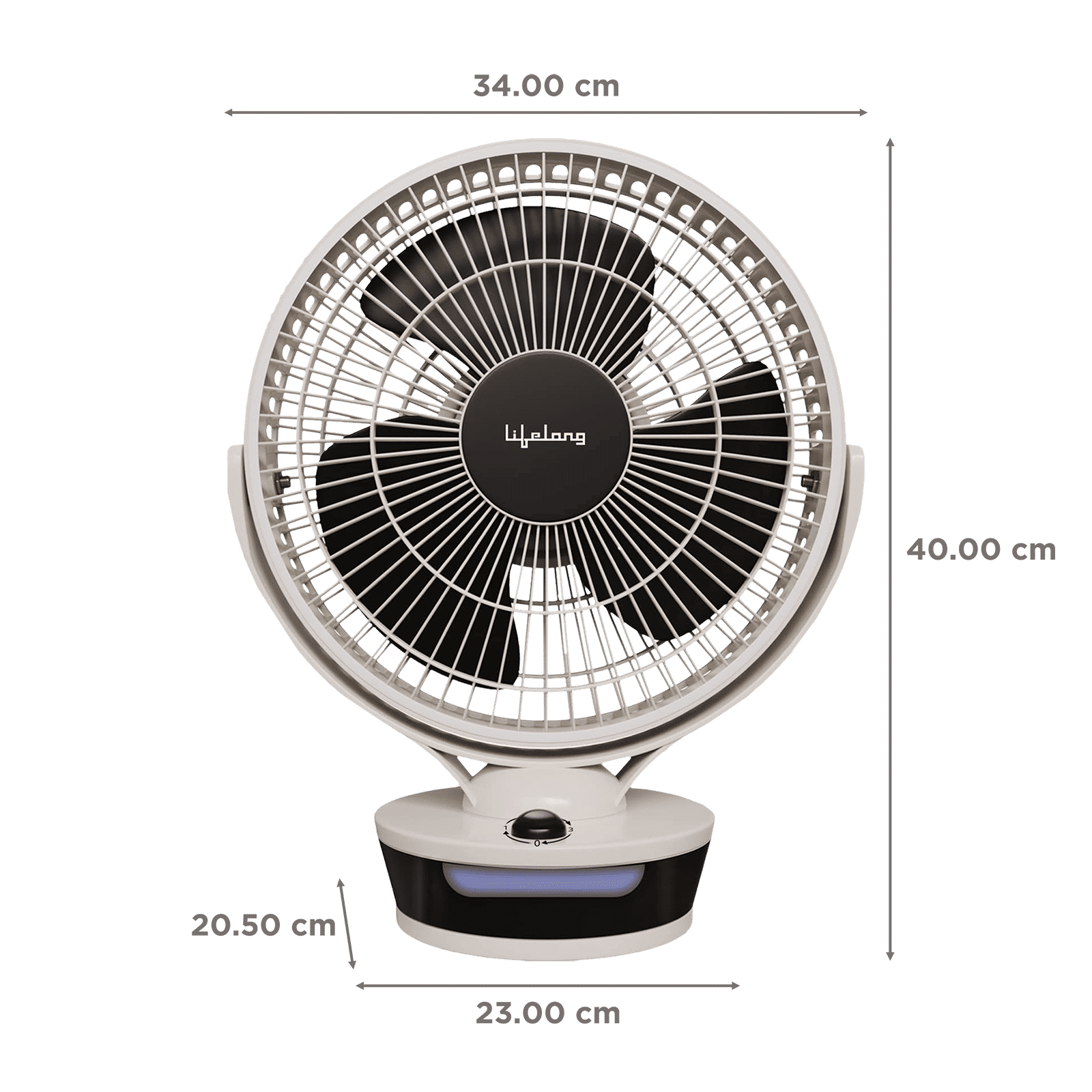 Lifelong 300mm 3 Blade LED Indicator Table Fan (High Speed, White)_2