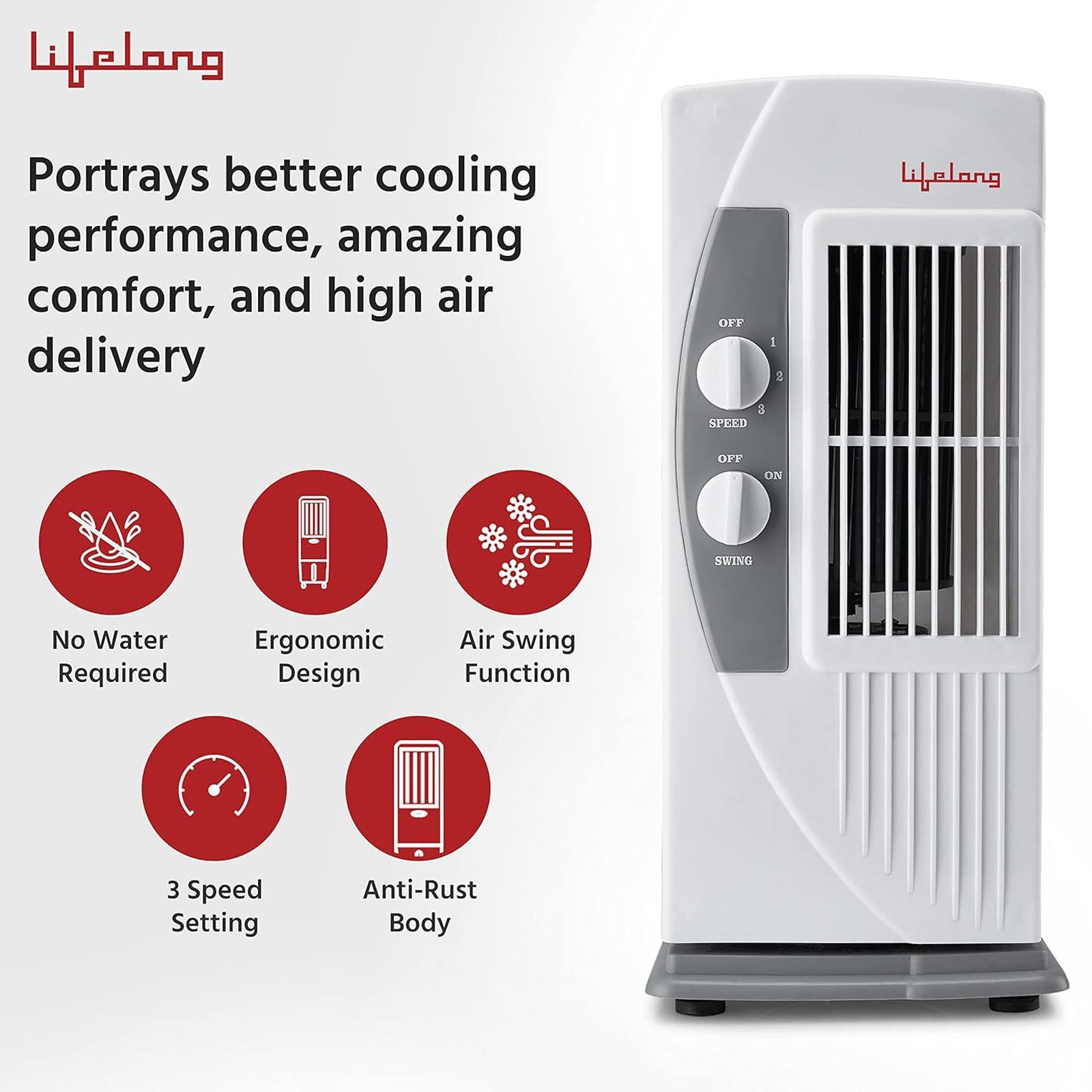 Lifelong Bladeless Tower Fan (5 Speed Settings, White) Lifelong Bladeless Tower Fan (5 Speed Settings, White)_6