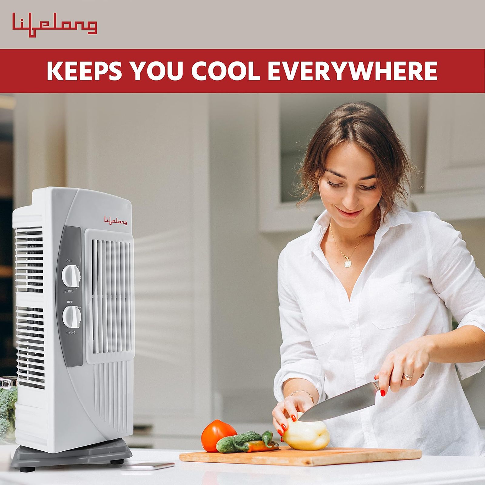 Lifelong Bladeless Tower Fan (5 Speed Settings, White) Lifelong Bladeless Tower Fan (5 Speed Settings, White)_4