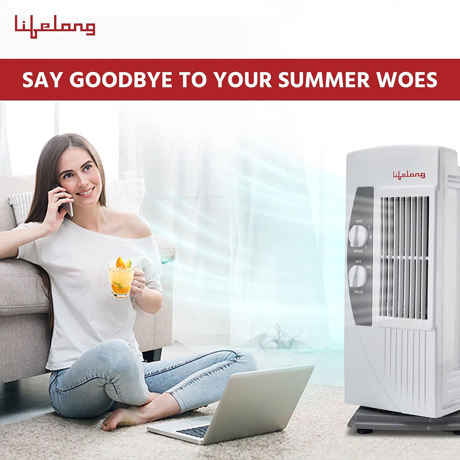 Lifelong Bladeless Tower Fan (5 Speed Settings, White) Lifelong Bladeless Tower Fan (5 Speed Settings, White)_5