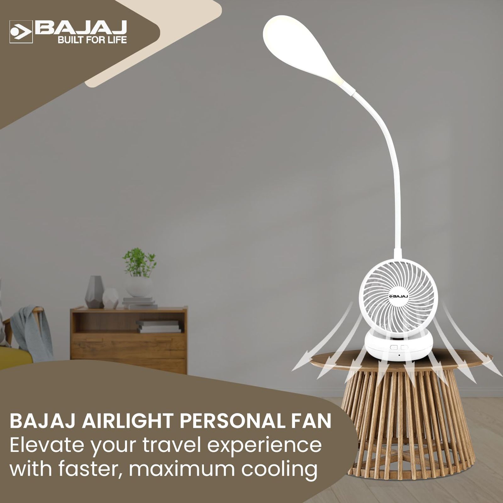 BAJAJ Air Light 85mm 7 Blade Rechargeable Personal Fan with 1800 mAh Battery (Low Power Consumption, White)_4