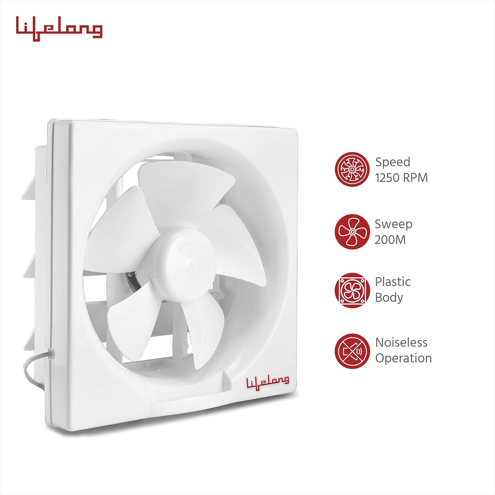 Lifelong Venti 6 Inch 200mm Exhaust Fan (Dust Protection, White)_11
