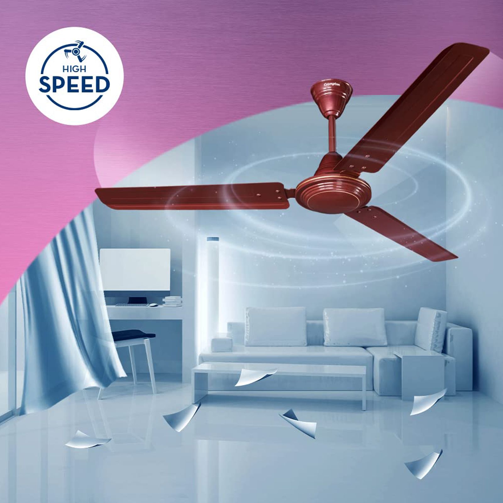 Crompton Surebreeze Hill Briz 1 Star 1200mm 3 Blade Copper Motor Ceiling Fan (Inverter Compatibility, Brown)_9