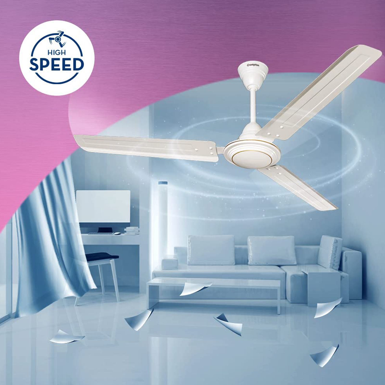 Crompton Surebreeze Hill Briz 1 Star 1200mm 3 Blade Copper Motor Ceiling Fan (Inverter Technology, Opal White) Crompton Surebreeze Hill Briz 1 Star 1200mm 3 Blade Copper Motor Ceiling Fan (Inverter Technology, Opal White)_6
