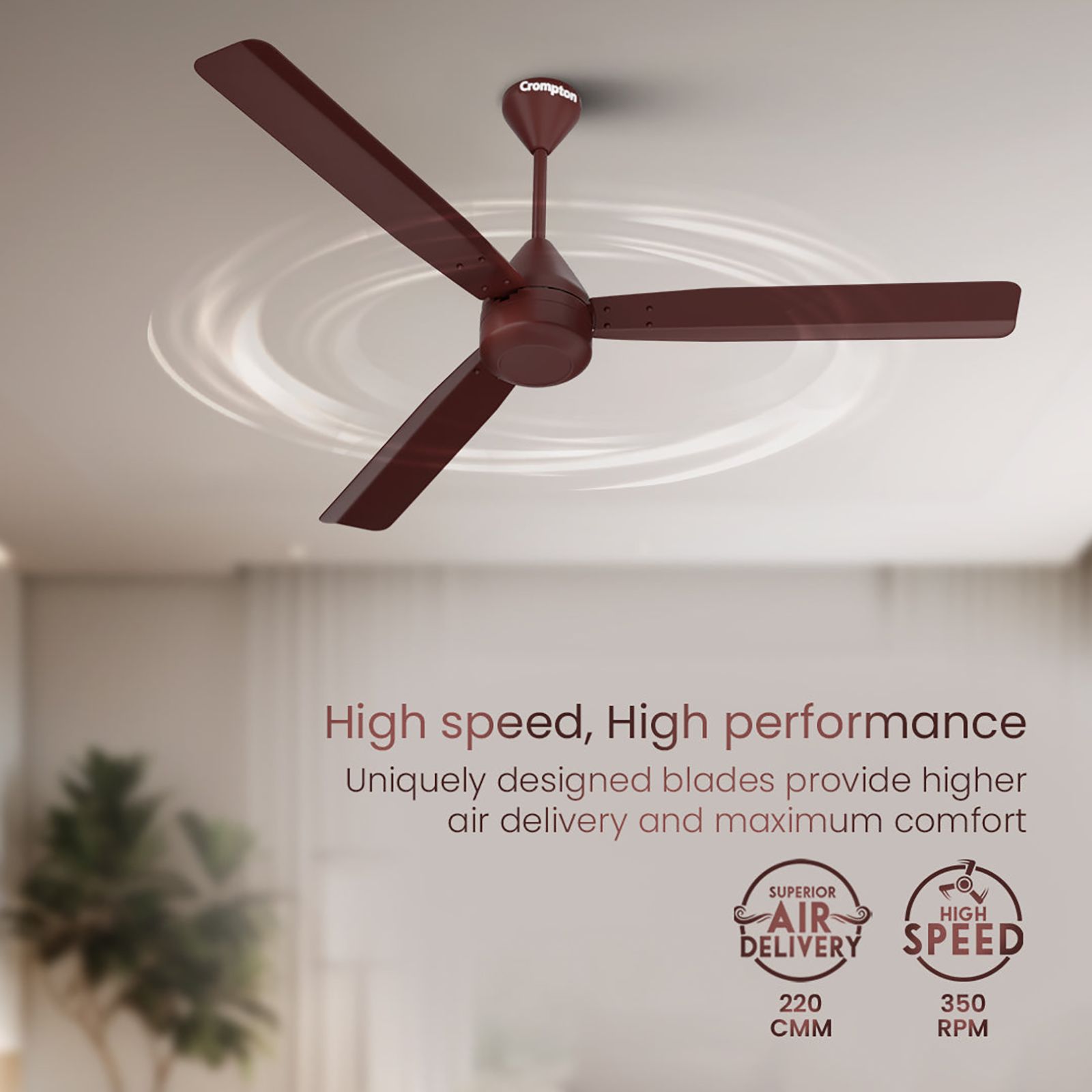 Crompton Energion Cromair 5 Star 1200mm 3 Blade BLDC Motor Ceiling Fan with Remote (Double Ball Bearing, Coffee Brown)_8