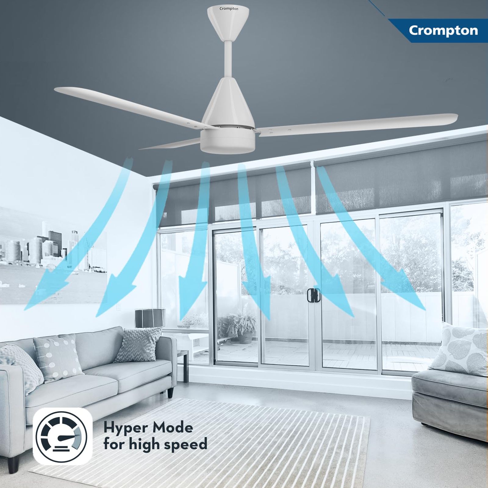 Crompton Energion Hyperjet 5 Star 1200mm 3 Blade BLDC Motor Ceiling Fan with Remote (Hyper Mode, Opal White)_14