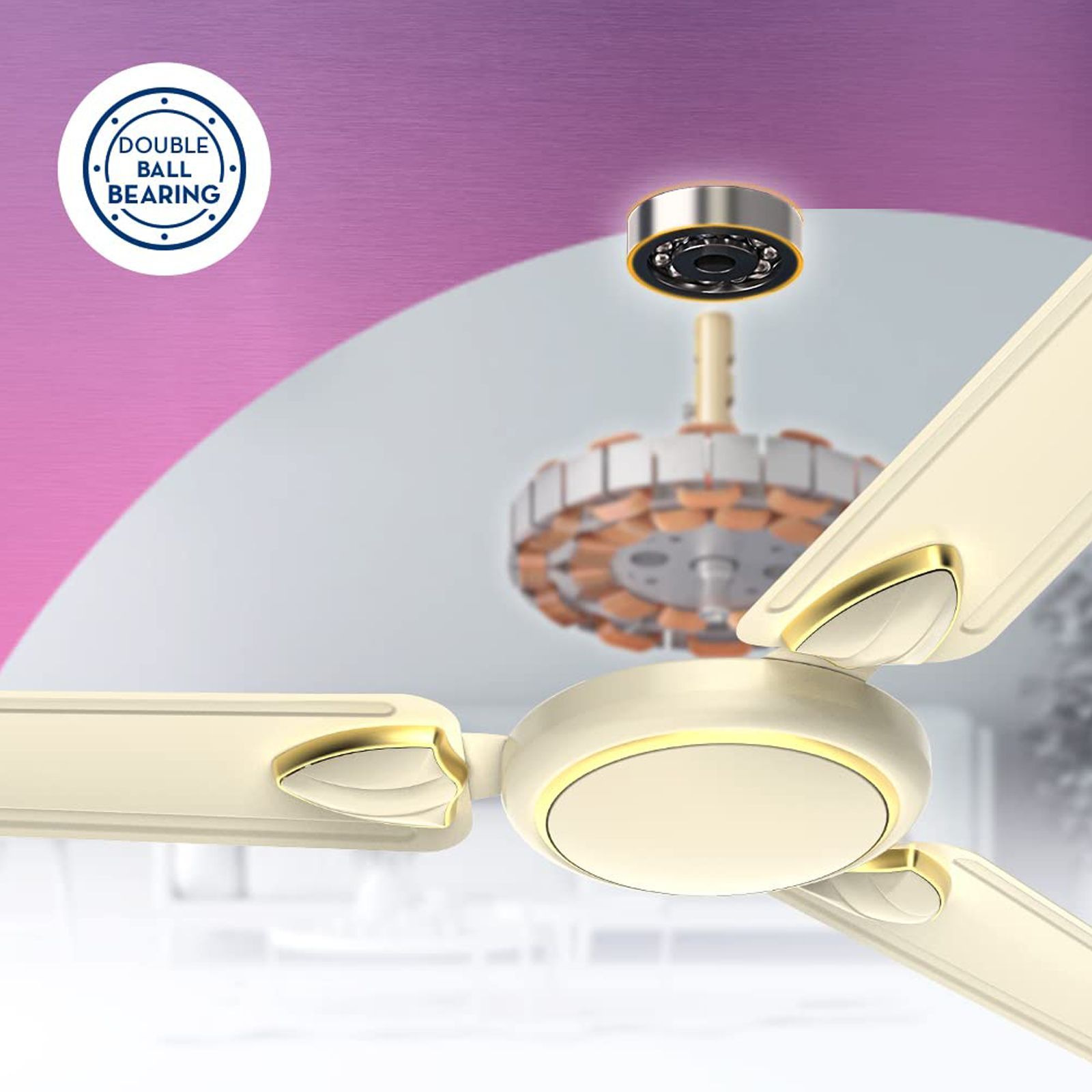 Crompton Surebreeze Hillbriz Deco 1 Star 1200mm 3 Blade High Velocity Ceiling Fan (Inverter Technology, Ivory Gold)_5