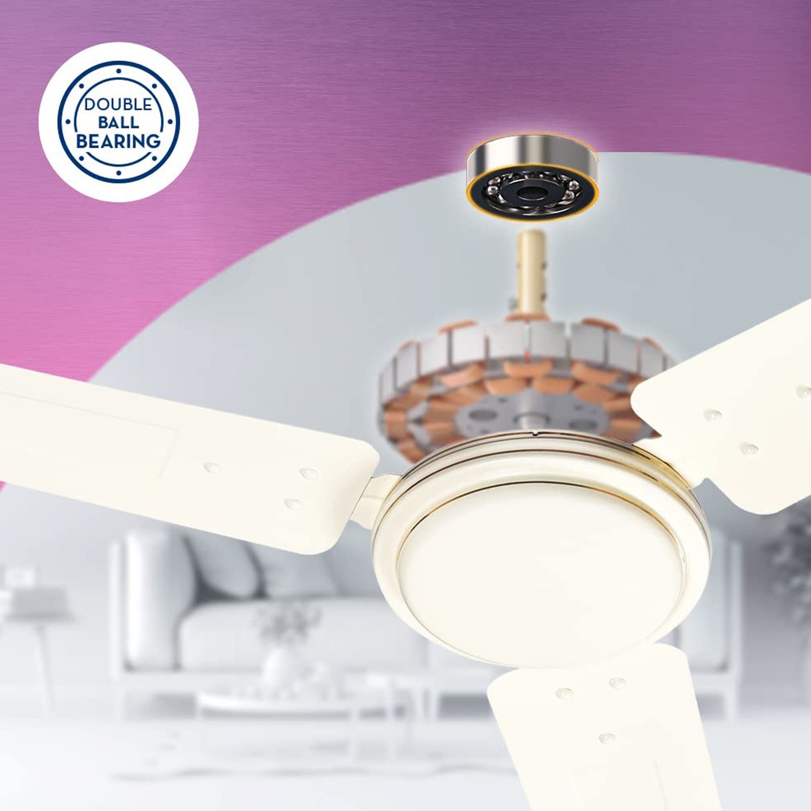 Crompton Surebreeze Sea Sapphira 1 Star 1200mm 3 Blade High Velocity Ceiling Fan (Double Ball Bearing, Ivory)_6