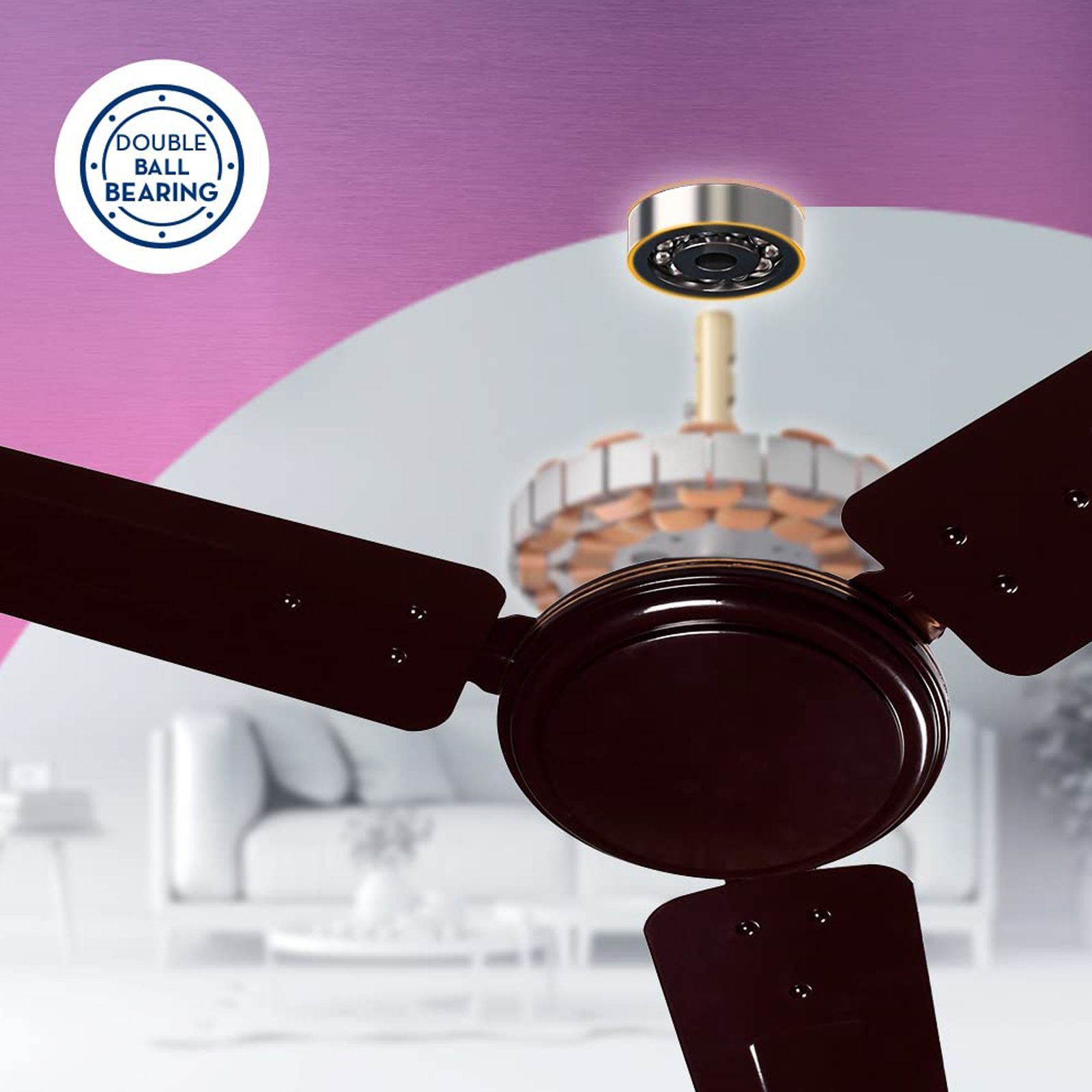 Crompton Surebreeze Sea Sapphira 1 Star 1200mm 3 Blade High Velocity Ceiling Fan (Double Ball Bearing, Lustre Brown)_6