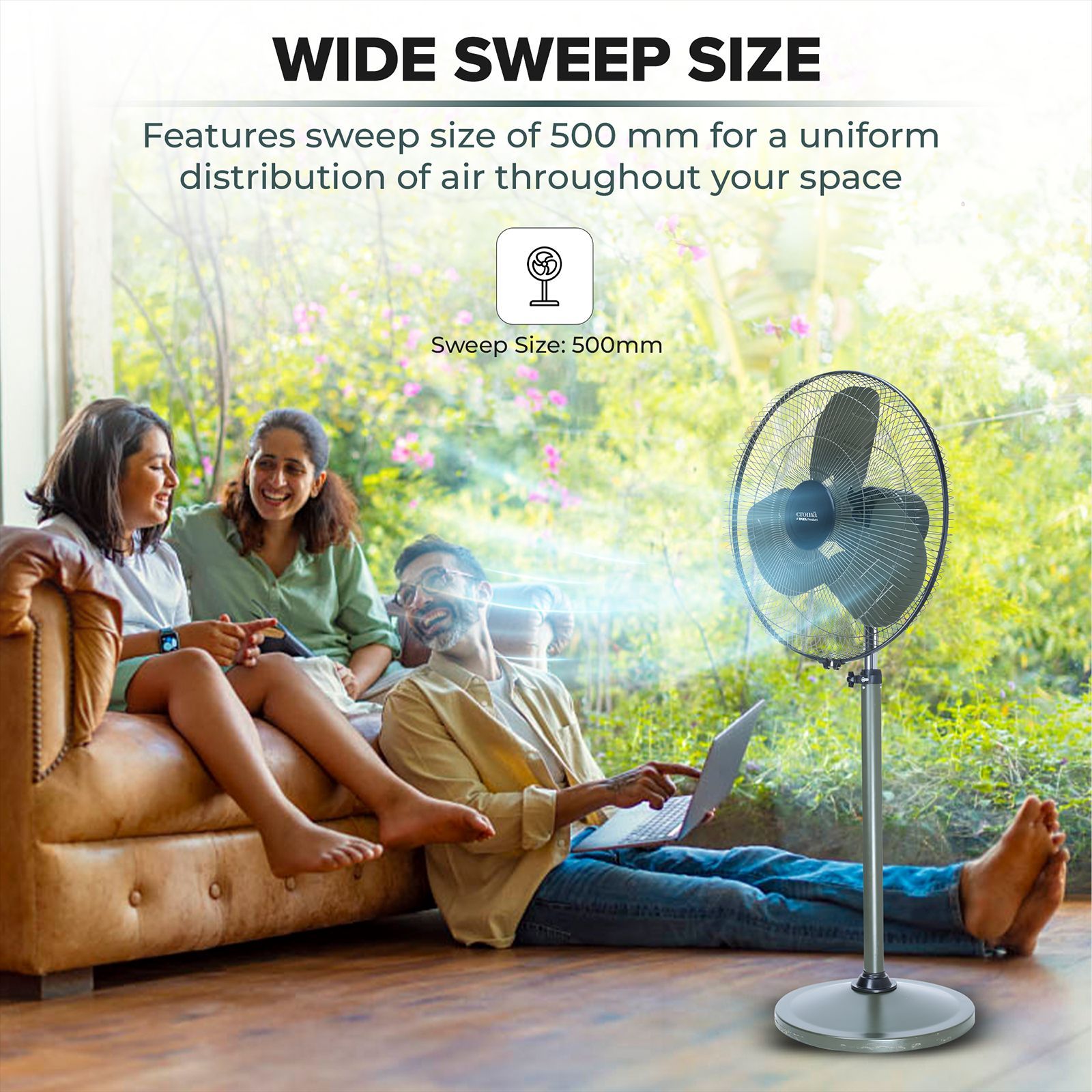 Croma AF3705 500mm 3 Blade Silent Operation Pedestal Fan (Adjustable Setting, Military Green) Croma AF3705 500mm 3 Blade Silent Operation Pedestal Fan (Adjustable Setting, Military Green)_12