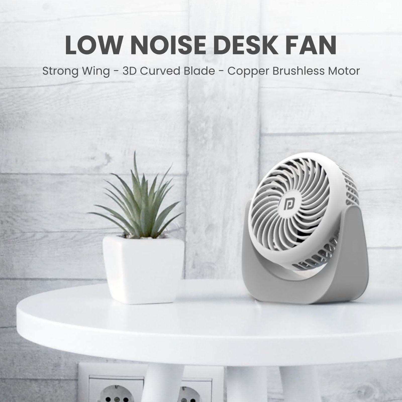 PORTRONICS Toofan 60mm 3 Blade BLDC Motor Mini Rechargeable Fan with 2000 mAh Battery (Low Noise Desk Fan, White) PORTRONICS Toofan 60mm 3 Blade BLDC Motor Mini Rechargeable Fan with 2000 mAh Battery (Low Noise Desk Fan, White)_6