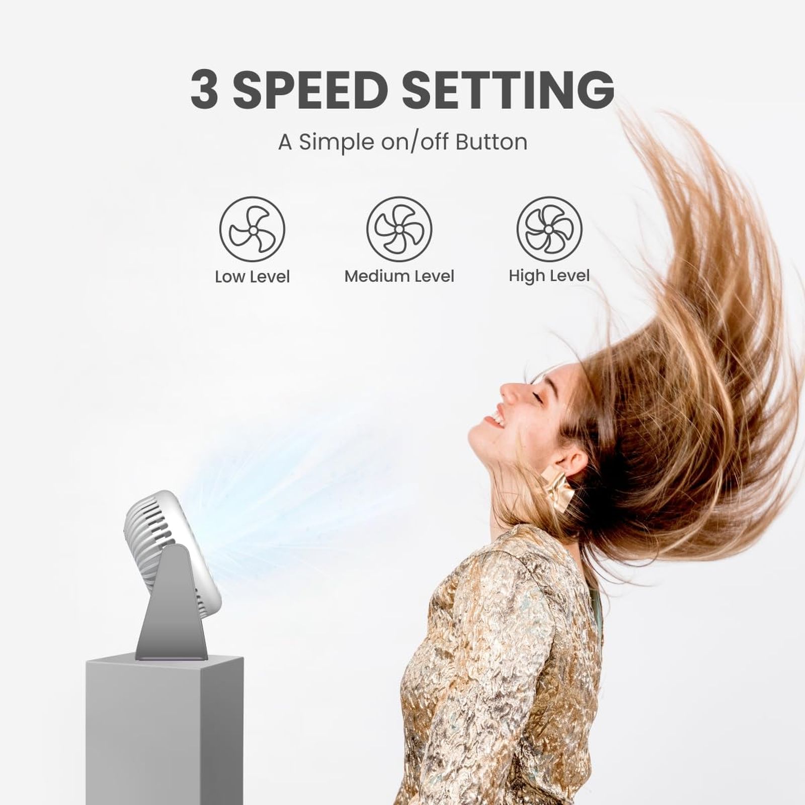 PORTRONICS Toofan 60mm 3 Blade BLDC Motor Mini Rechargeable Fan with 2000 mAh Battery (Low Noise Desk Fan, White) PORTRONICS Toofan 60mm 3 Blade BLDC Motor Mini Rechargeable Fan with 2000 mAh Battery (Low Noise Desk Fan, White)_8