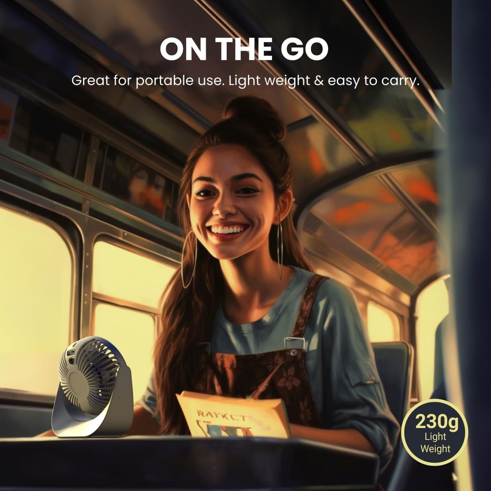 PORTRONICS Toofan 60mm 3 Blade BLDC Motor Mini Rechargeable Fan with 2000 mAh Battery (Low Noise Desk Fan, White) PORTRONICS Toofan 60mm 3 Blade BLDC Motor Mini Rechargeable Fan with 2000 mAh Battery (Low Noise Desk Fan, White)_4