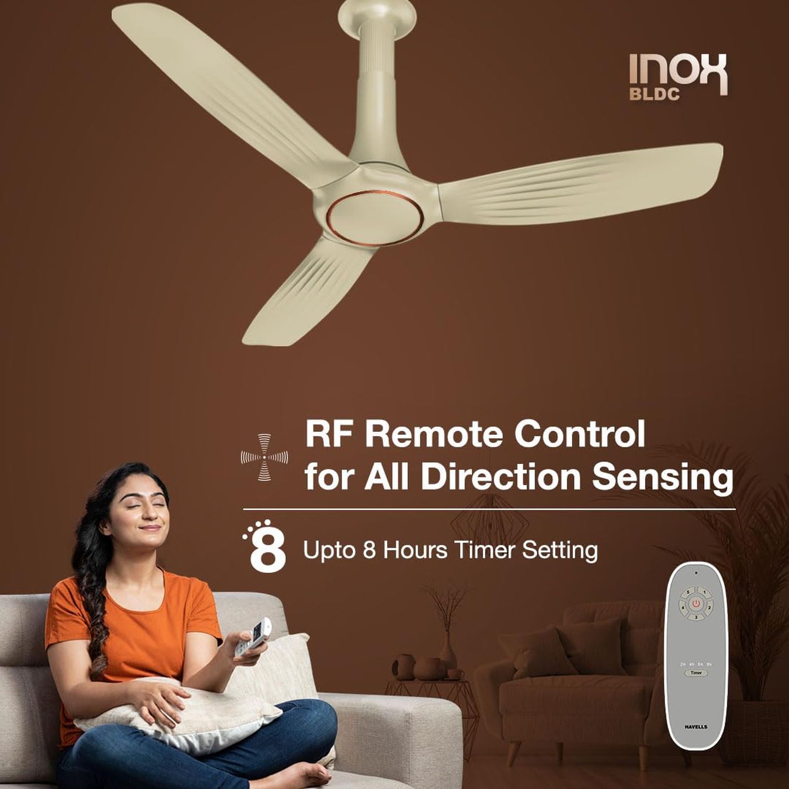 HAVELLS Inox 5 Star 1200mm 3 Blade BLDC Motor Ceiling Fan with Remote (Inverter Technology, Gold Mist Cola) HAVELLS Inox 5 Star 1200mm 3 Blade BLDC Motor Ceiling Fan with Remote (Inverter Technology, Gold Mist Cola)_12