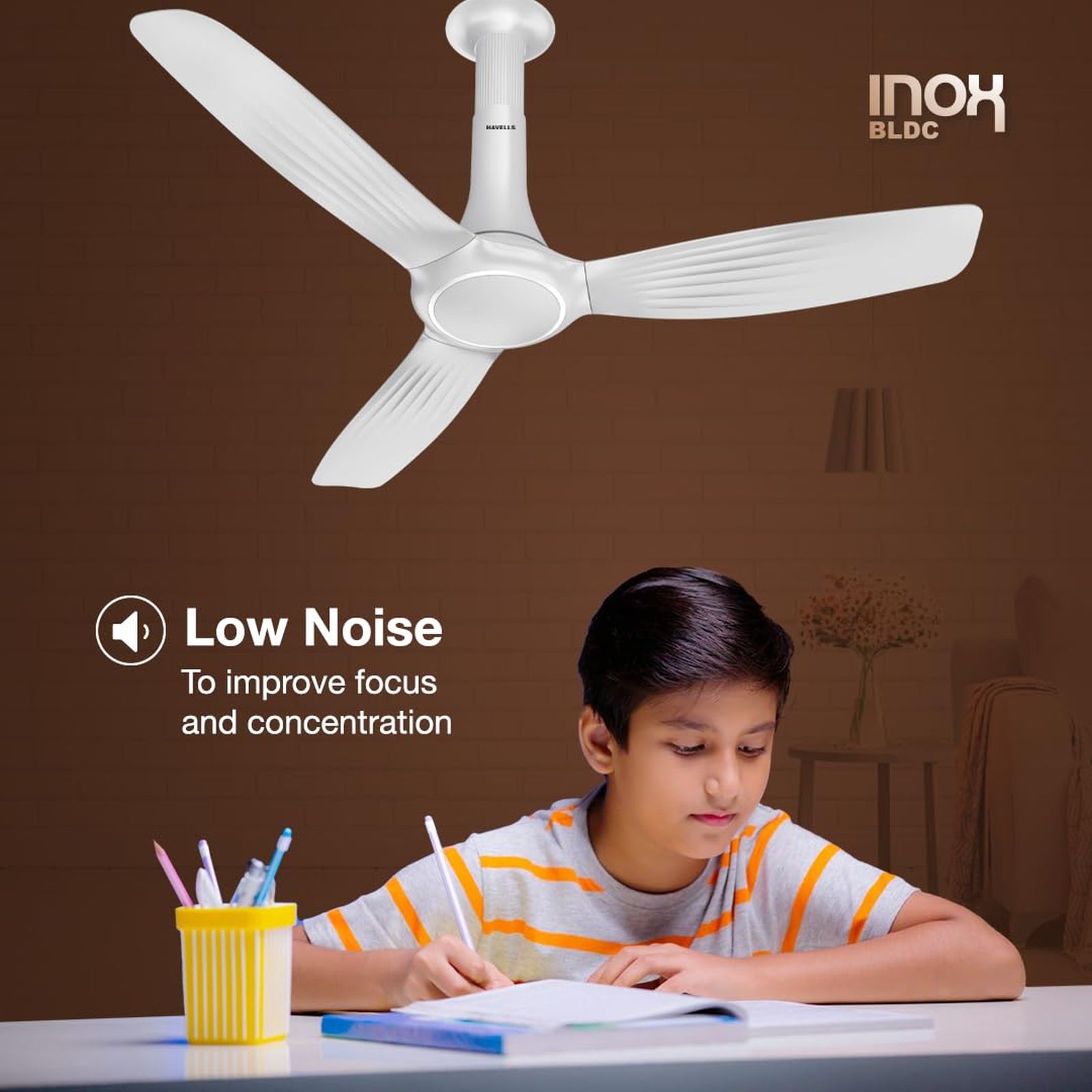 HAVELLS Inox 5 Star 1200mm 3 Blade BLDC Motor Ceiling Fan with Remote (Dust Resistant, Pearl White)_7