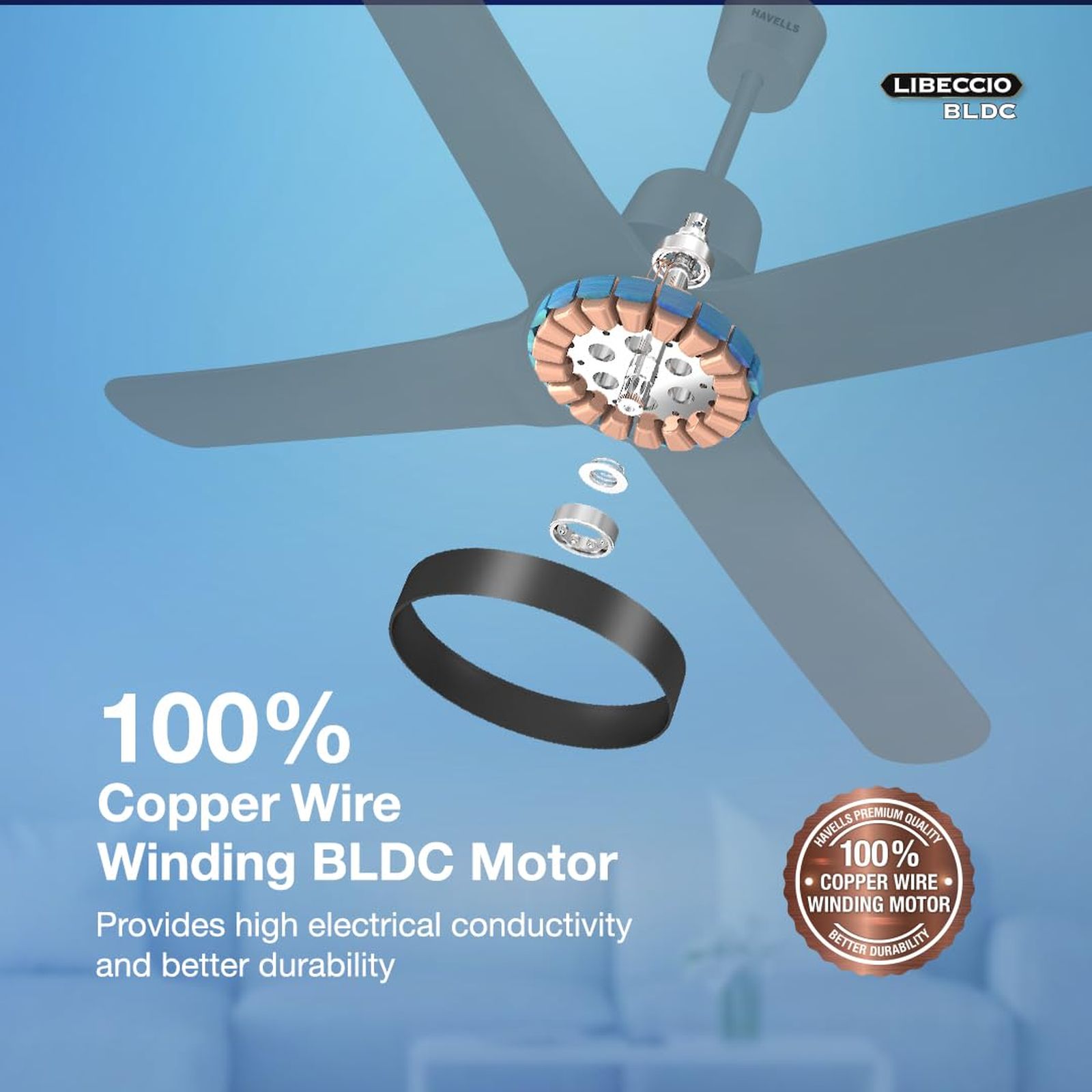 HAVELLS Libeccio 5 Star 1200mm 4 Blade BLDC Motor Ceiling Fan with Remote (Inverter Technology, Slate)_14