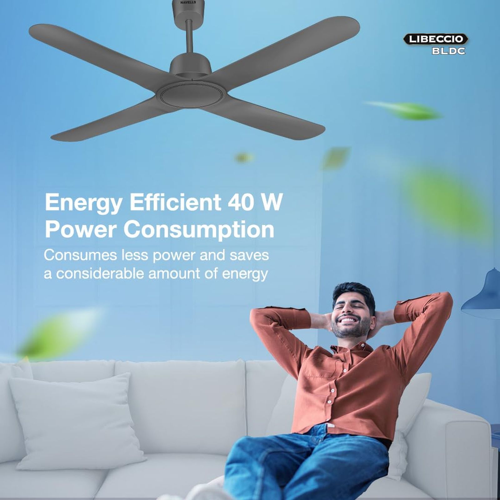 HAVELLS Libeccio 5 Star 1200mm 4 Blade BLDC Motor Ceiling Fan with Remote (Inverter Technology, Slate)_7