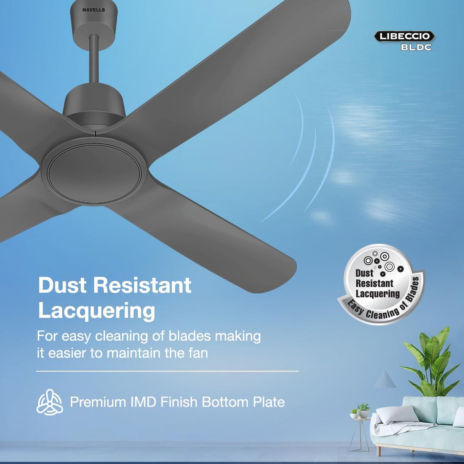 HAVELLS Libeccio 5 Star 1200mm 4 Blade BLDC Motor Ceiling Fan with Remote (Inverter Technology, Slate)_8