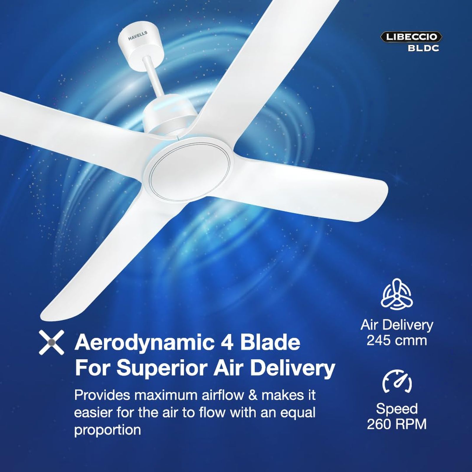 HAVELLS Libeccio 5 Star 1200mm 4 Blade BLDC Motor Ceiling Fan with Remote (Low Noise, Pearl White) HAVELLS Libeccio 5 Star 1200mm 4 Blade BLDC Motor Ceiling Fan with Remote (Low Noise, Pearl White)_9