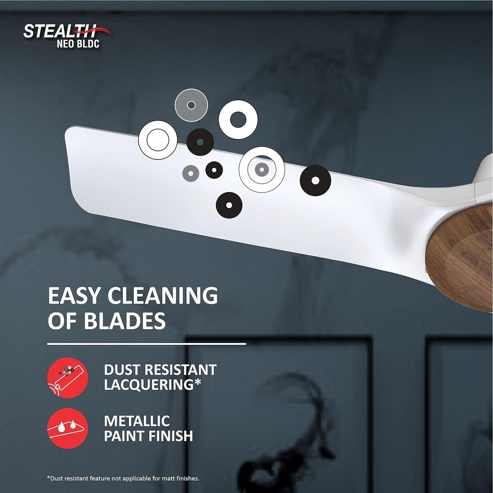 HAVELLS Stealth Neo 5 Star 1200mm 3 Blade BLDC Motor Ceiling Fan with Remote (Eco Active Technology, Wood Pearl White)_13