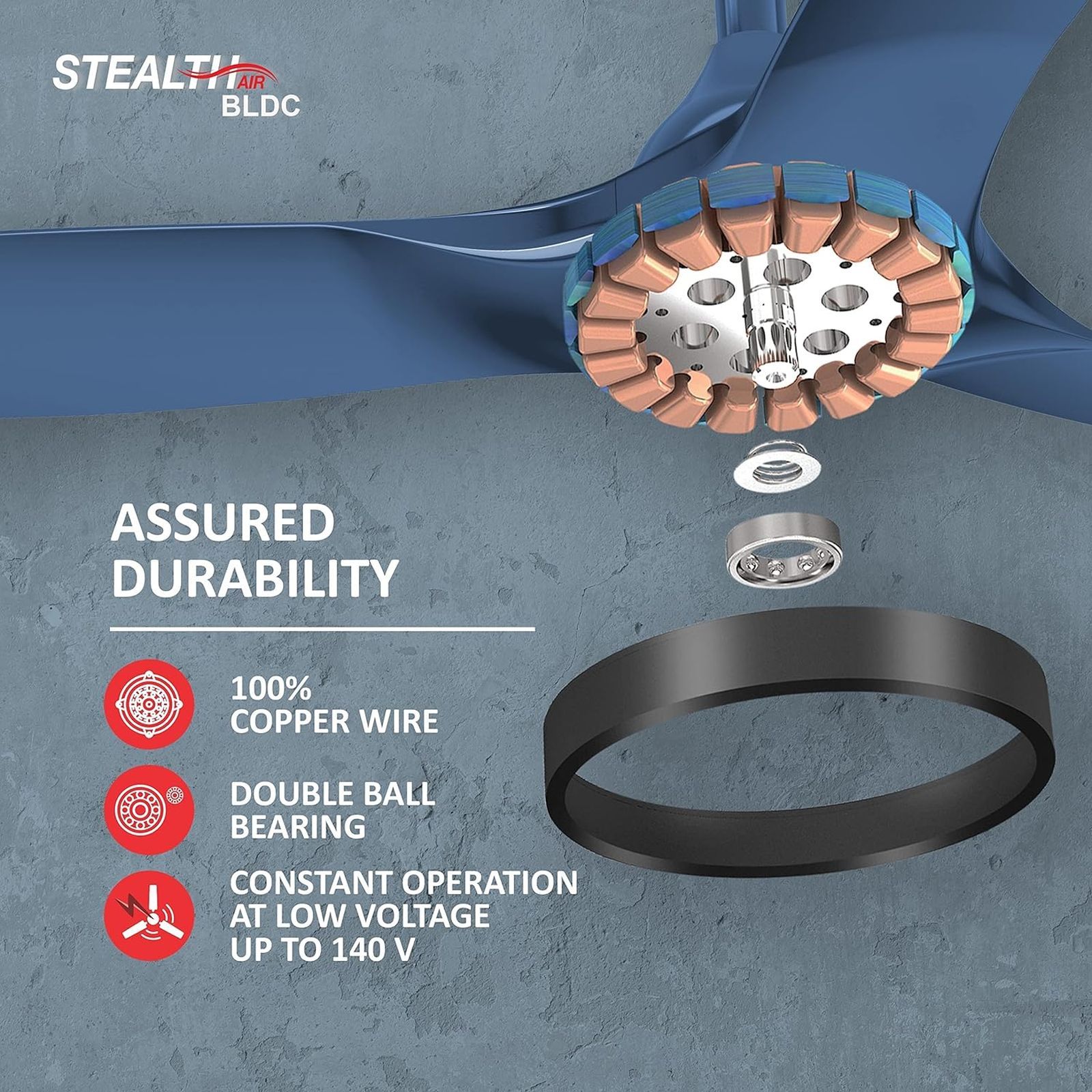 HAVELLS Stealth Air 5 Star 1200mm 3 Blade BLDC Motor Ceiling Fan with Remote (Inverter Technology, Indigo Blue) HAVELLS Stealth Air 5 Star 1200mm 3 Blade BLDC Motor Ceiling Fan with Remote (Inverter Technology, Indigo Blue)_6