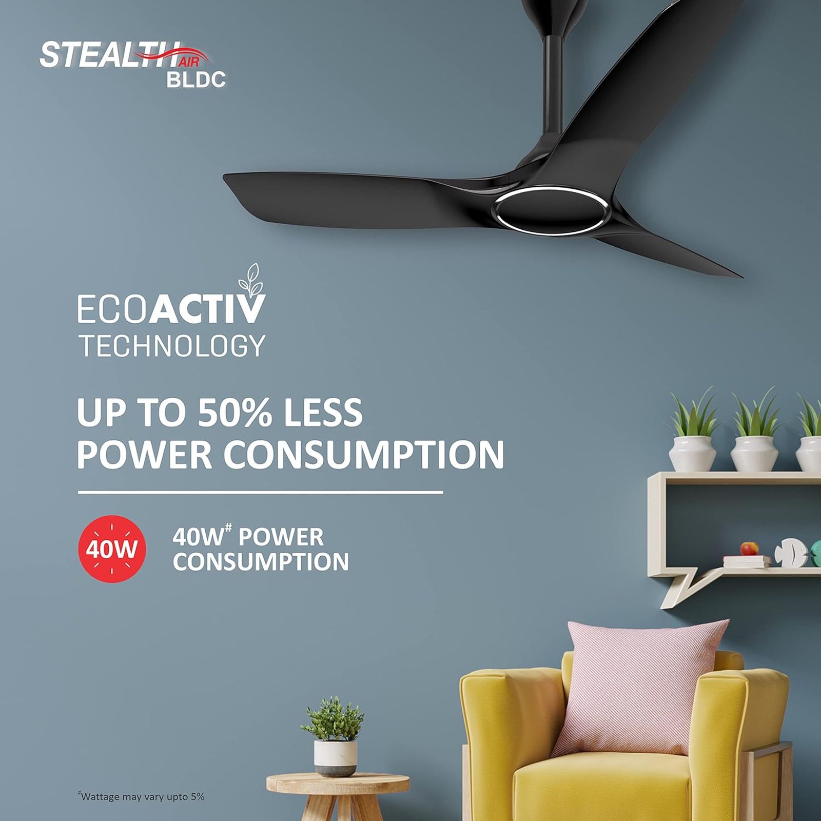 HAVELLS Stealth Air 5 Star 1200mm 3 Blade BLDC Motor Ceiling Fan with Remote (Inverter Technology, Metallic Black) HAVELLS Stealth Air 5 Star 1200mm 3 Blade BLDC Motor Ceiling Fan with Remote (Inverter Technology, Metallic Black)_11
