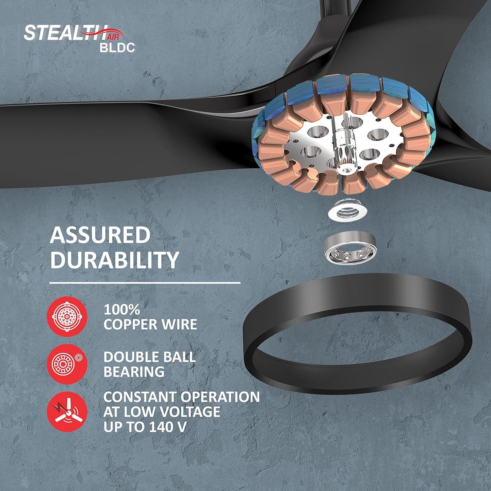 HAVELLS Stealth Air 5 Star 1200mm 3 Blade BLDC Motor Ceiling Fan with Remote (Inverter Technology, Metallic Black) HAVELLS Stealth Air 5 Star 1200mm 3 Blade BLDC Motor Ceiling Fan with Remote (Inverter Technology, Metallic Black)_14