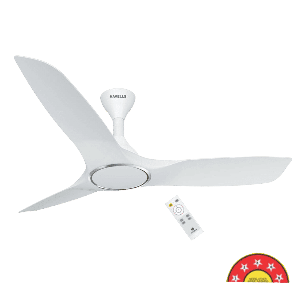 HAVELLS Stealth Air 5 Star 1200mm 3 Blade BLDC Motor Ceiling Fan with Remote (Double Ball Bearing, Pearl White)_5
