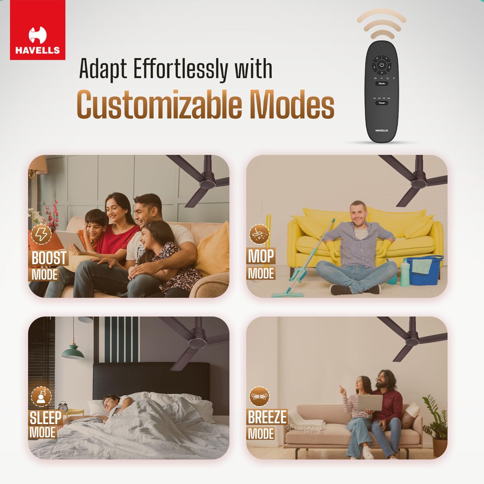 HAVELLS Elio 5 Star 1200mm 3 Blade BLDC Motor Ceiling Fan with Remote (Wood Finished Blades, Brown)_12