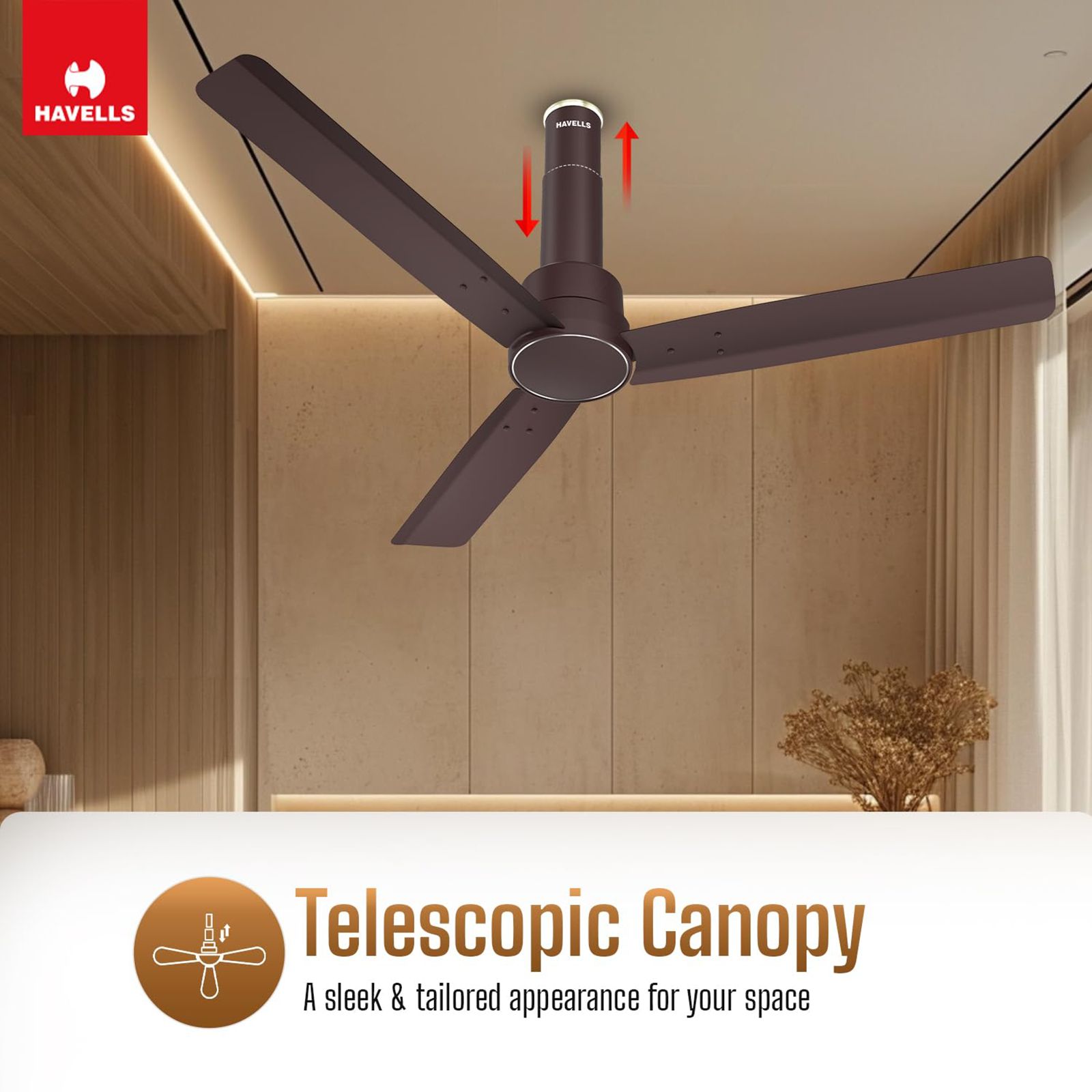 HAVELLS Elio 5 Star 1200mm 3 Blade BLDC Motor Ceiling Fan with Remote (Wood Finished Blades, Brown)_13