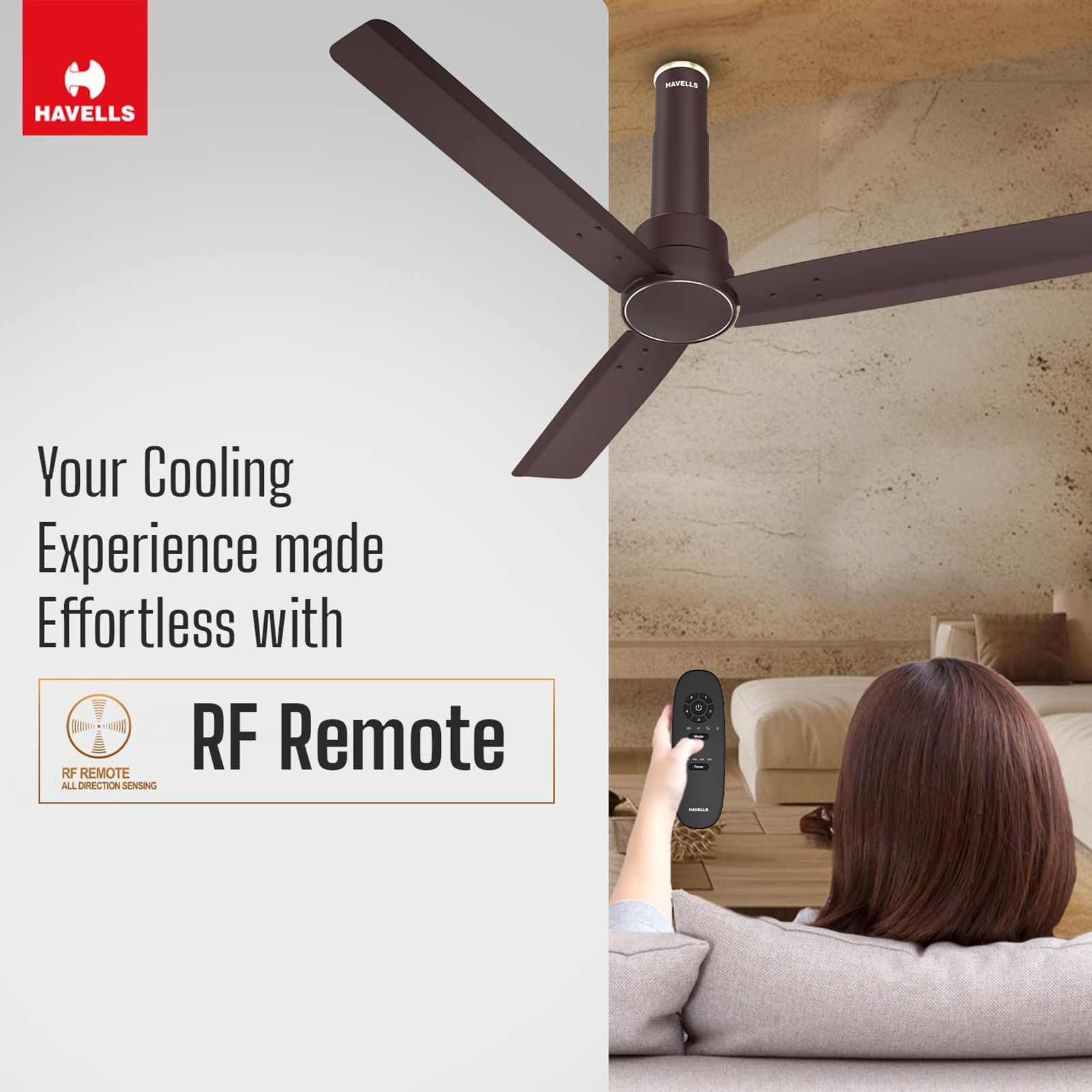 HAVELLS Elio 5 Star 1200mm 3 Blade BLDC Motor Ceiling Fan with Remote (Wood Finished Blades, Brown)_9