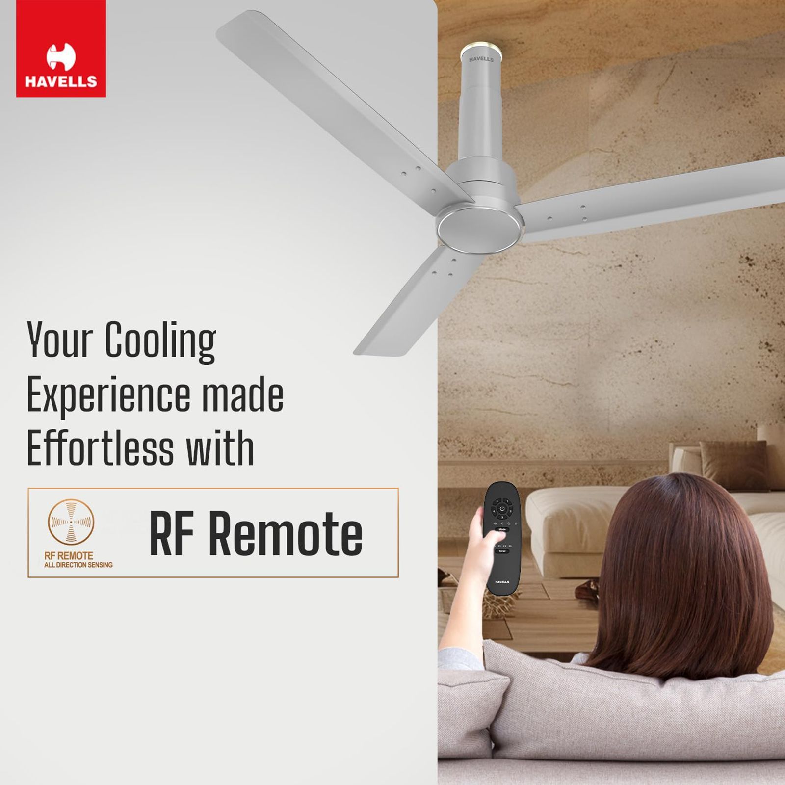 HAVELLS Elio 5 Star 1200mm 3 Blade BLDC Motor Ceiling Fan with Remote (Wood Finished Blades, Grey)_9
