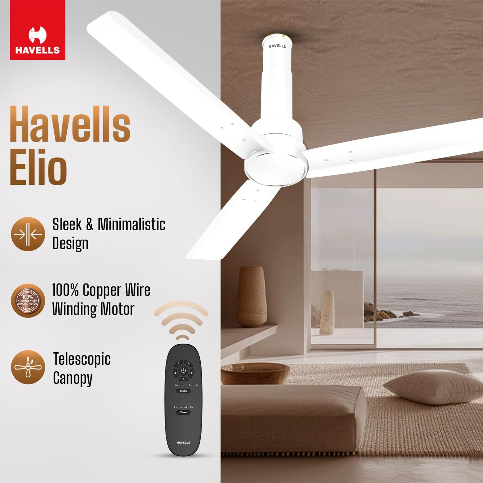 HAVELLS Elio 5 Star 1200mm 3 Blade BLDC Motor Ceiling Fan with Remote (Customizable Mode, Elegant White) HAVELLS Elio 5 Star 1200mm 3 Blade BLDC Motor Ceiling Fan with Remote (Customizable Mode, Elegant White)_14