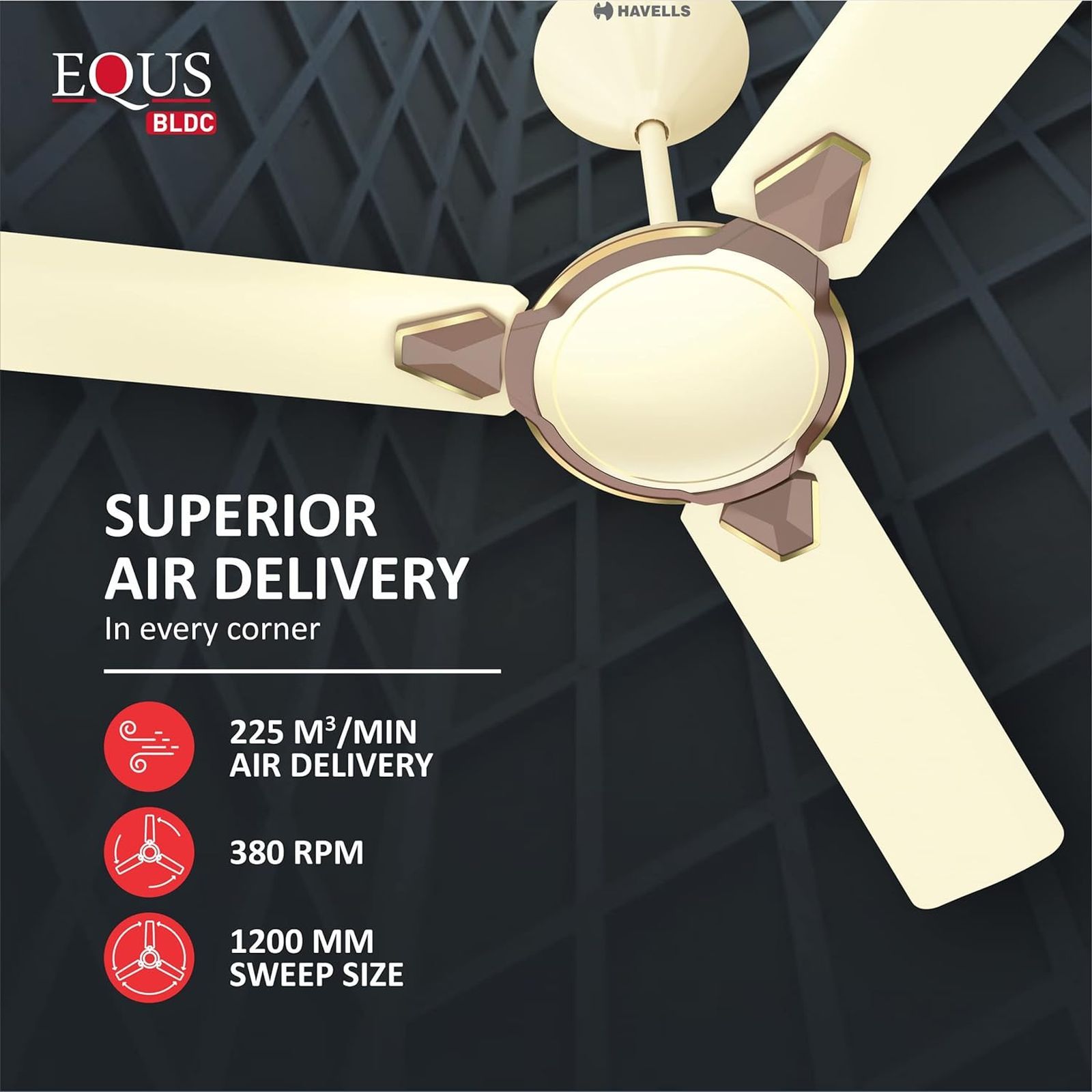 HAVELLS Equs 5 Star 1200mm 3 Blade BLDC Motor Ceiling Fan with Remote (Inverter Technology, Bianco Bronze) HAVELLS Equs 5 Star 1200mm 3 Blade BLDC Motor Ceiling Fan with Remote (Inverter Technology, Bianco Bronze)_8
