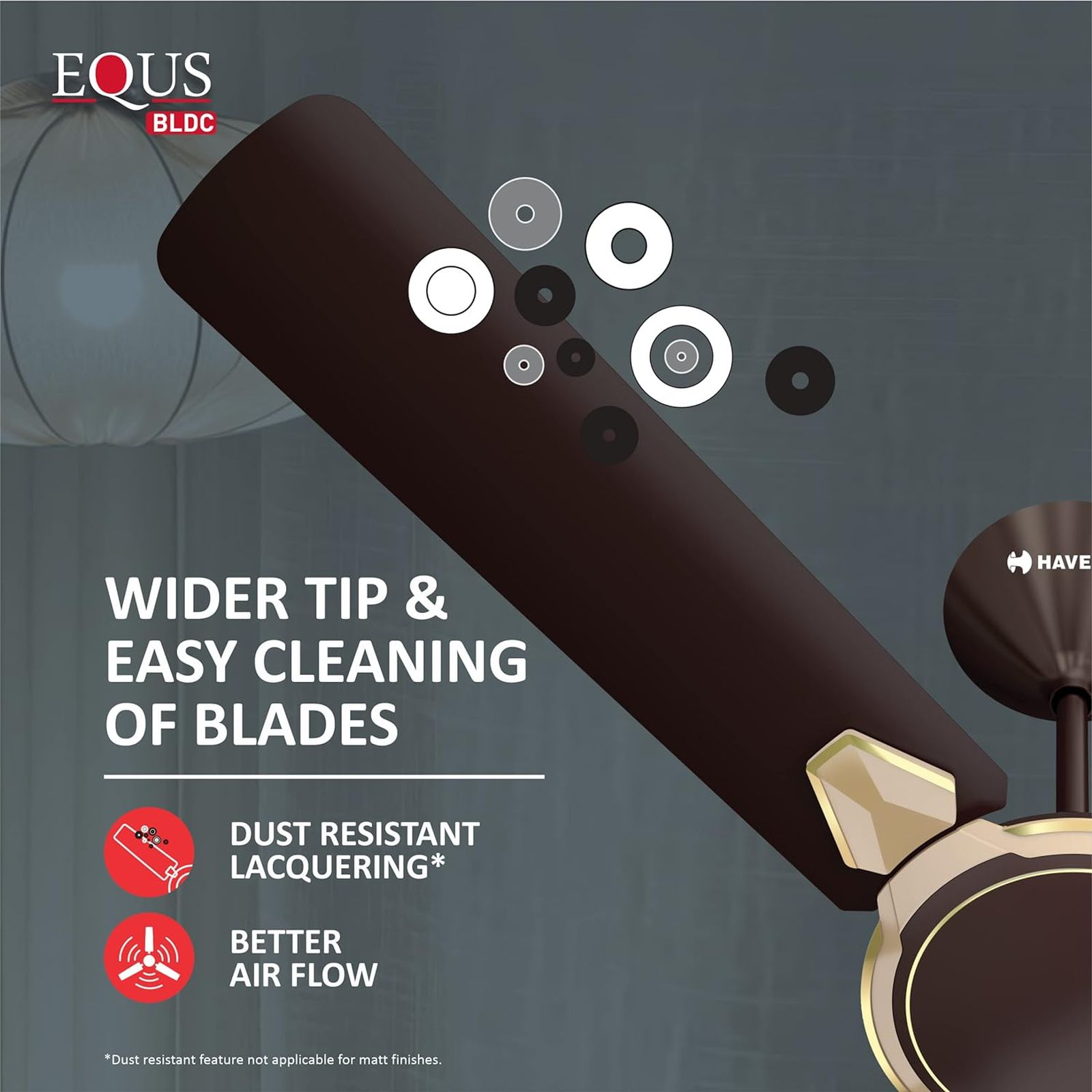 HAVELLS Equs 5 Star 1200mm 3 Blade BLDC Motor Ceiling Fan with Remote (Inverter Technology, Smoke Brown)_11