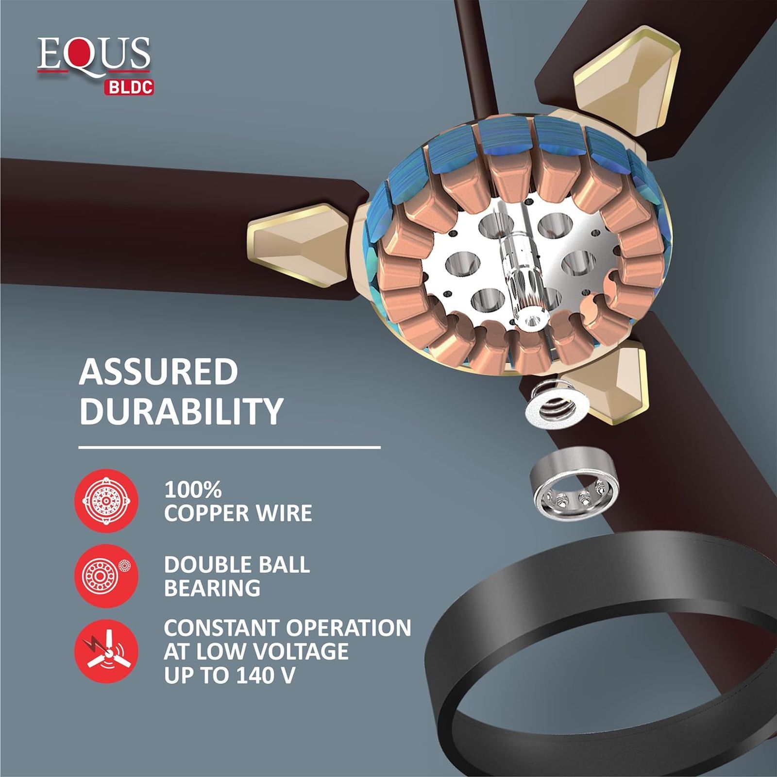 HAVELLS Equs 5 Star 1200mm 3 Blade BLDC Motor Ceiling Fan with Remote (Inverter Technology, Smoke Brown)_6