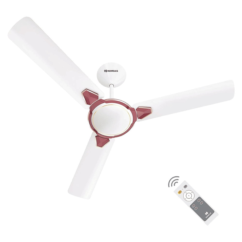 HAVELLS Equs 5 Star 1200mm 3 Blade BLDC Motor Ceiling Fan with Remote (Inverter Technology, White & Maroon)_1