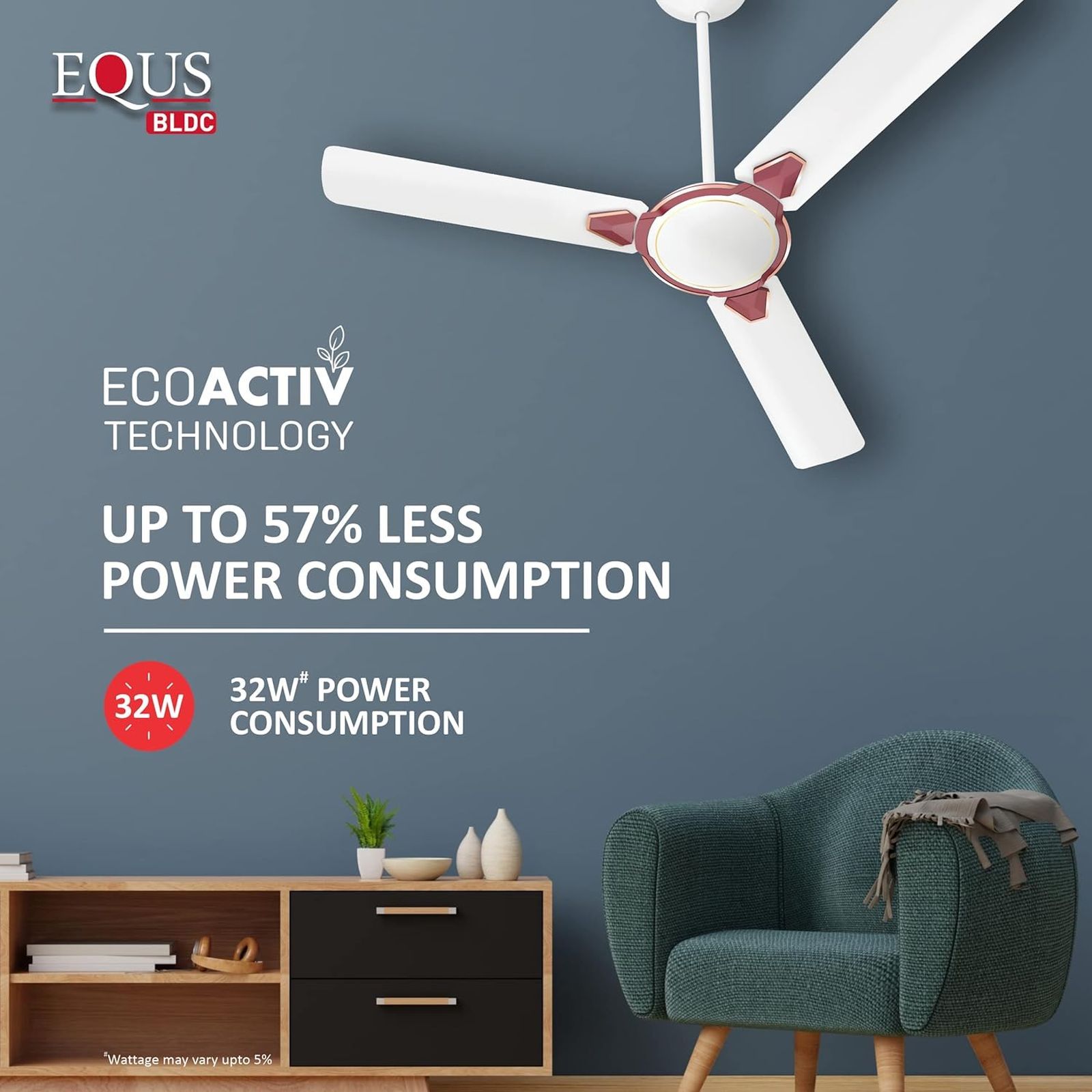 HAVELLS Equs 5 Star 1200mm 3 Blade BLDC Motor Ceiling Fan with Remote (Inverter Technology, White & Maroon)_10