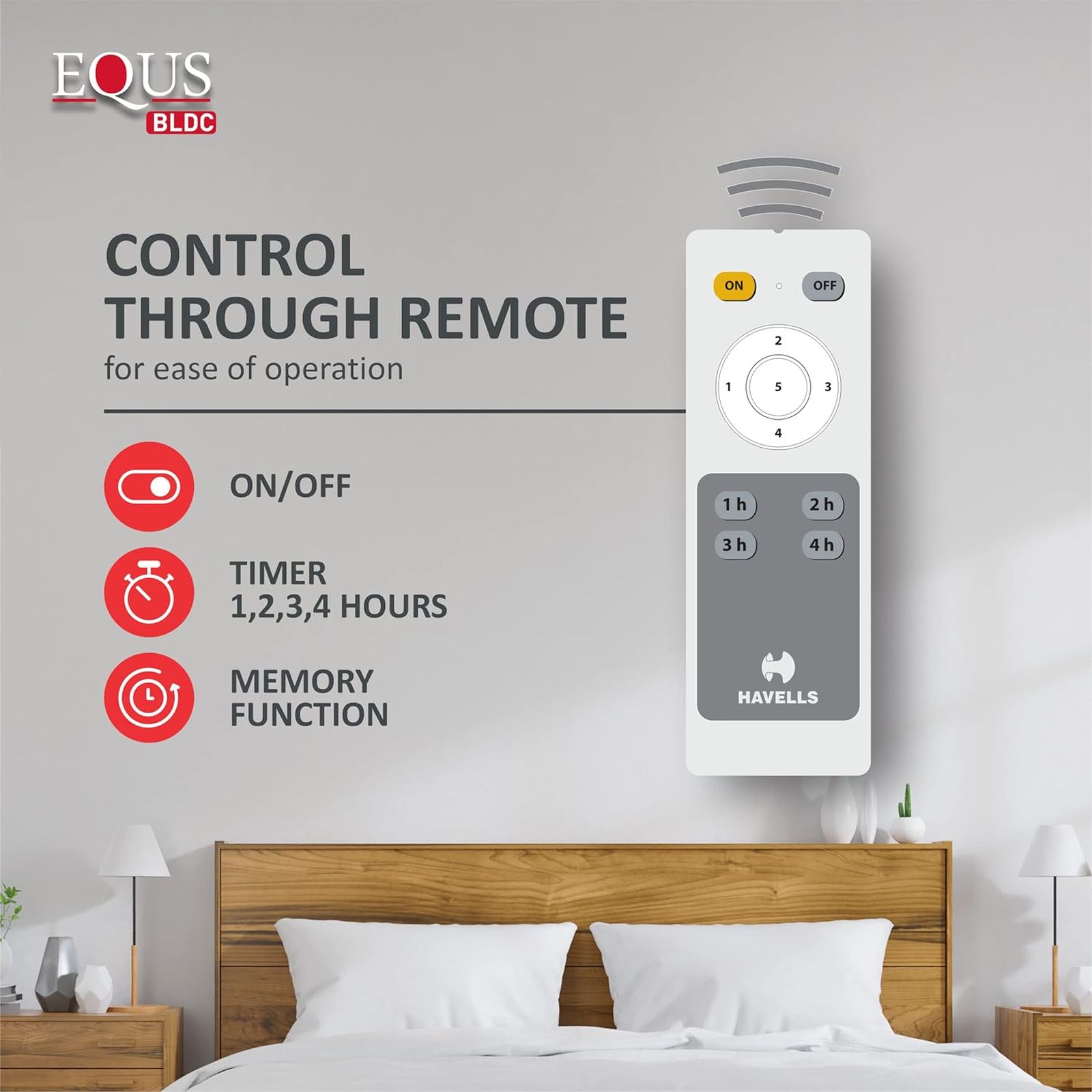 HAVELLS Equs 5 Star 1200mm 3 Blade BLDC Motor Ceiling Fan with Remote (Inverter Technology, White & Maroon)_12