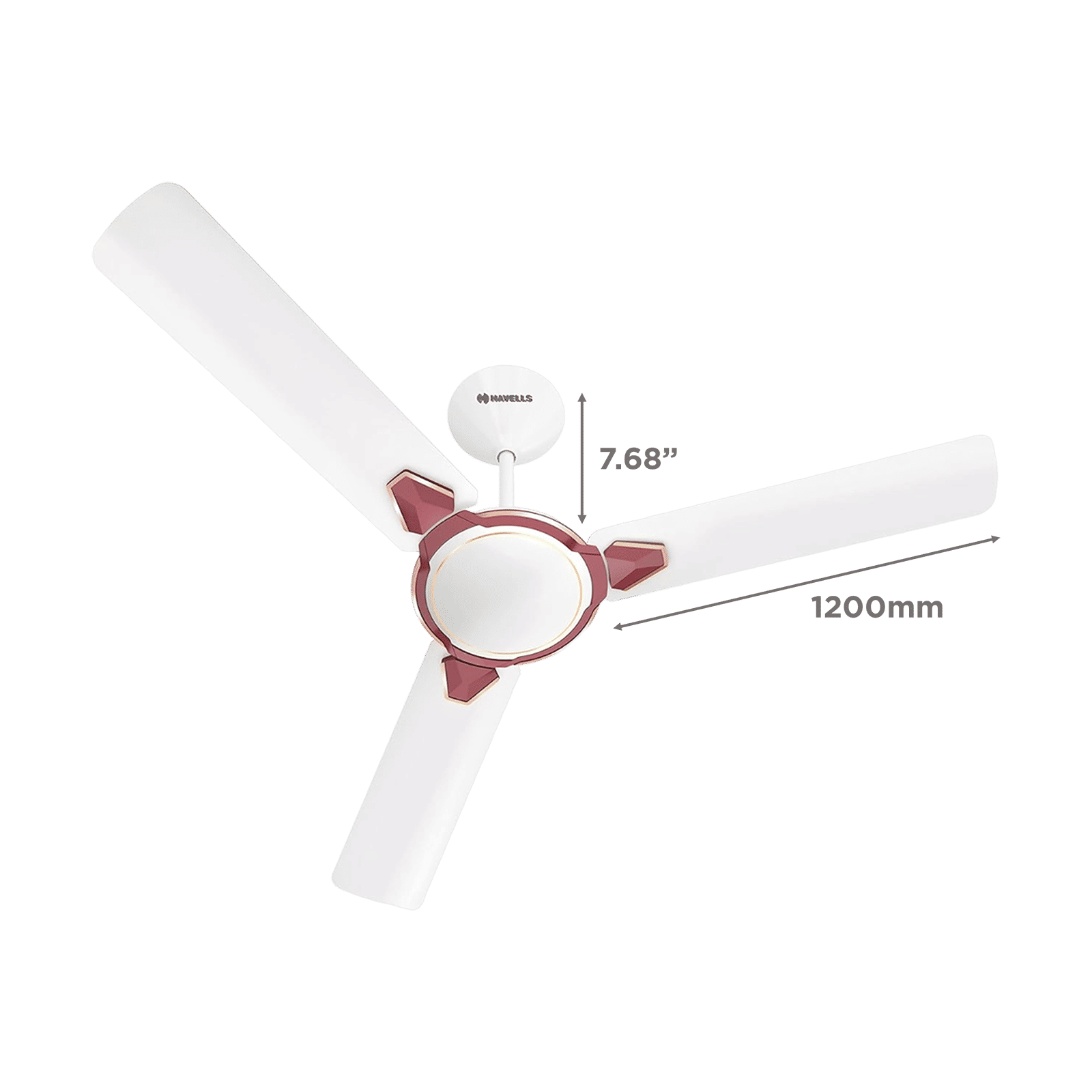 HAVELLS Equs 5 Star 1200mm 3 Blade BLDC Motor Ceiling Fan with Remote (Inverter Technology, White & Maroon)_2