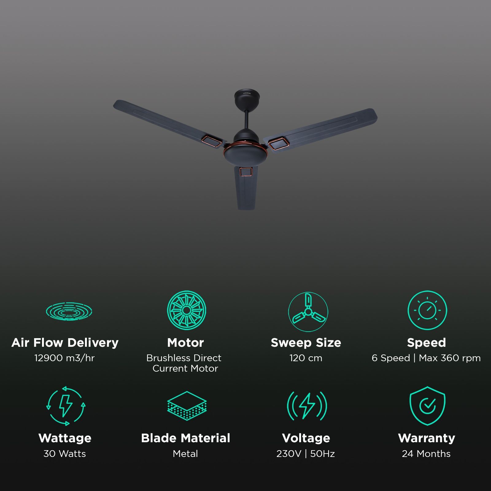 Croma AF2093 5 Star 1200mm 3 Blade BLDC Motor Ceiling Fan with Remote (Energy Efficient, Smoke Brown) Croma AF2093 5 Star 1200mm 3 Blade BLDC Motor Ceiling Fan with Remote (Energy Efficient, Smoke Brown)_3